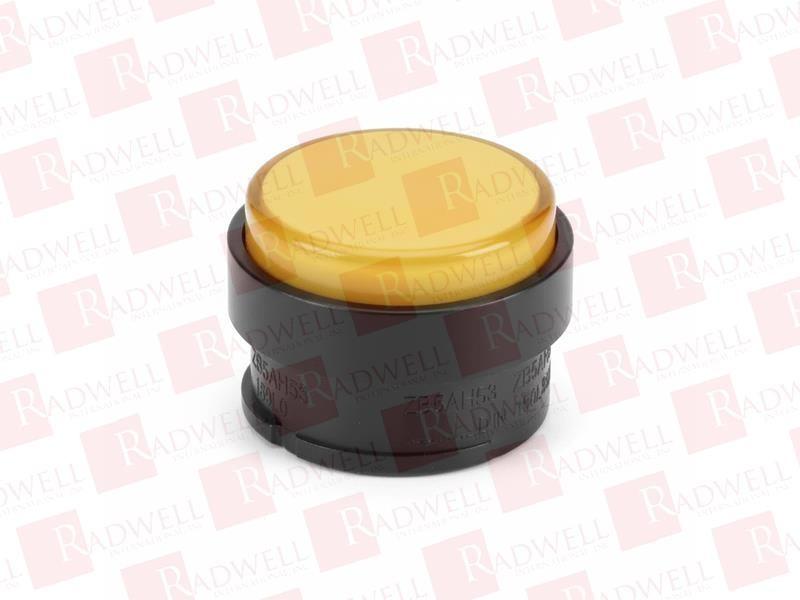 Head for illuminated push button, Harmony XB5, dark grey plastic, orange projecting, 22mm, universal LED, push-push