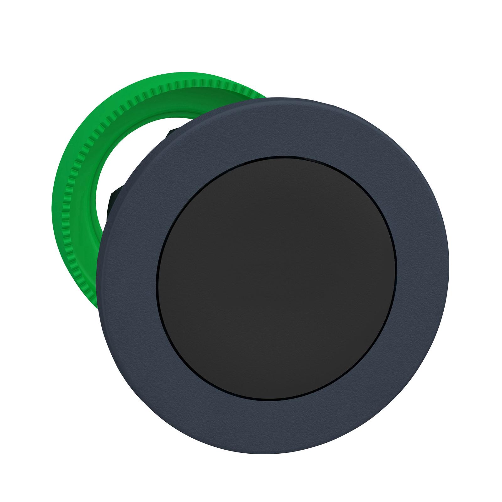 Head for non illuminated push button, Harmony XB5, flush mounted black flush caps pushbutton push