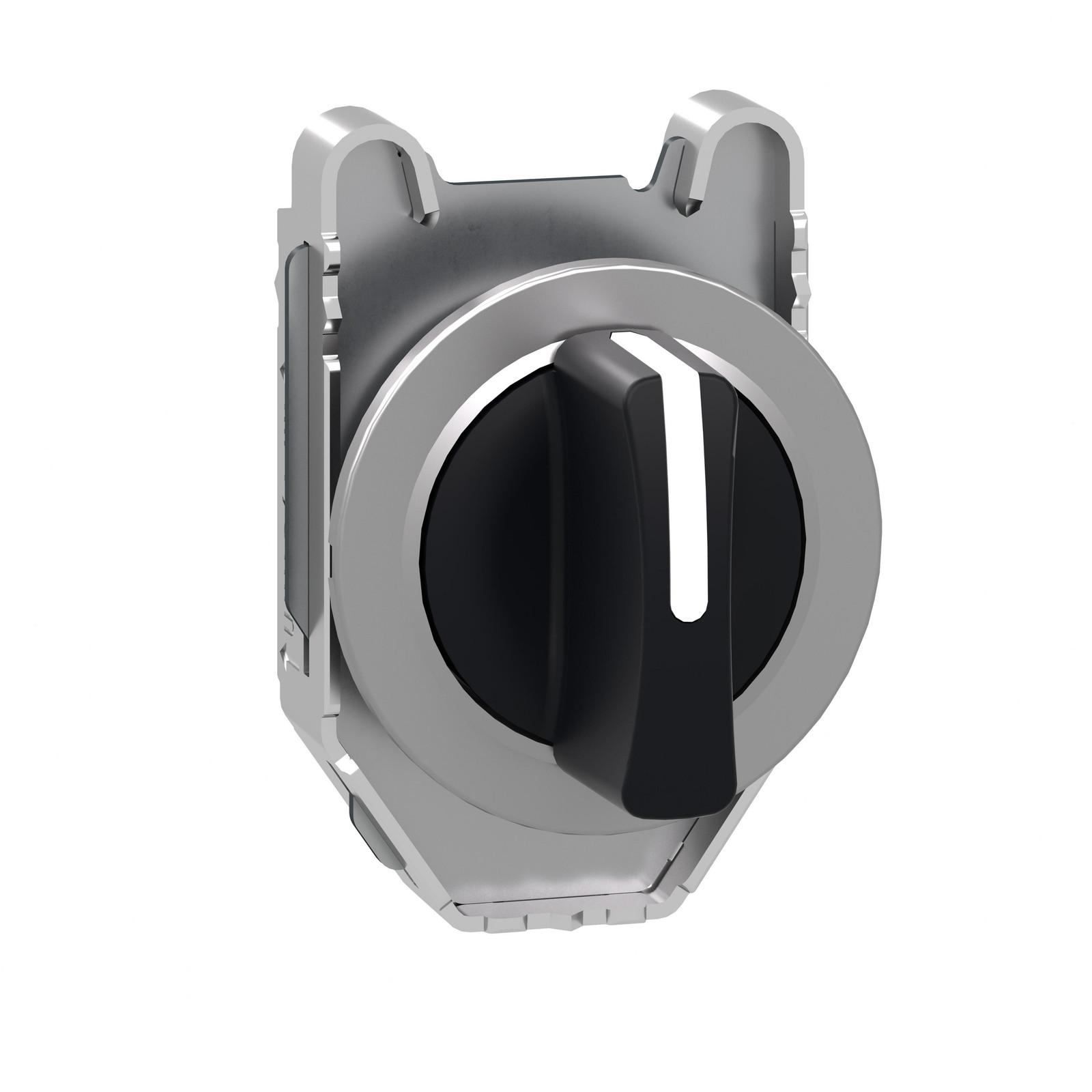 Head for selector switch, Harmony XB4, black handle, flush, 30mm, 3 positions, stay put