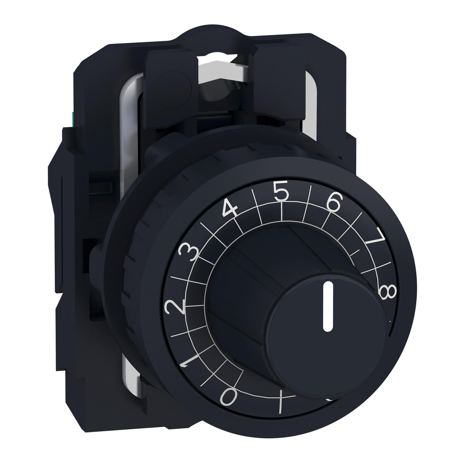 Potentiometer head, Harmony XB5, plastic,black, 22mm, for use with 6.35mm shaft