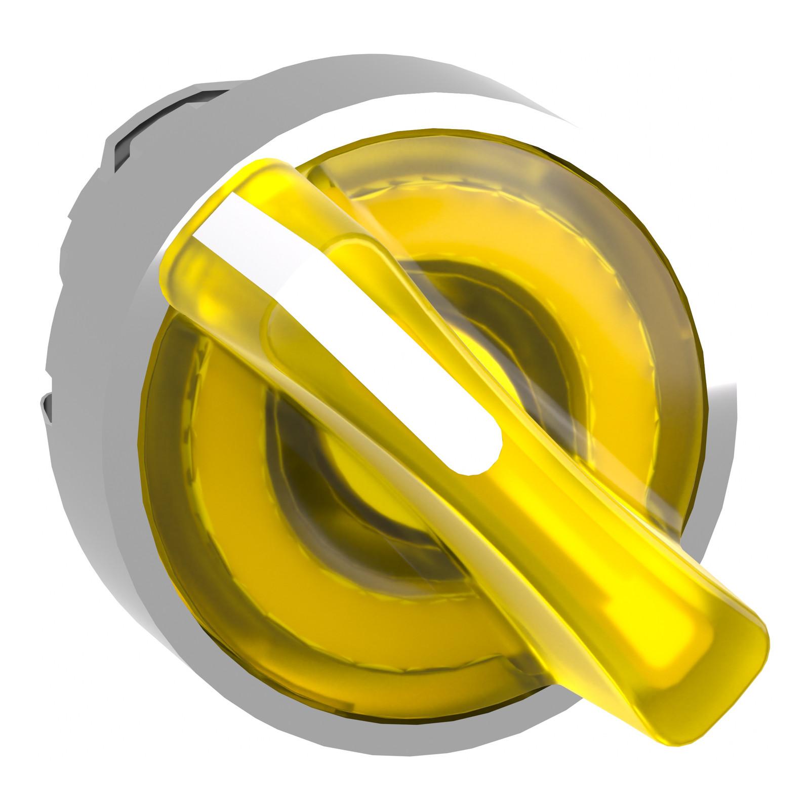 Head for illuminated selector switch, Harmony XB4, metal, yellow handle, 22mm, universal LED, 2 positions, right to left