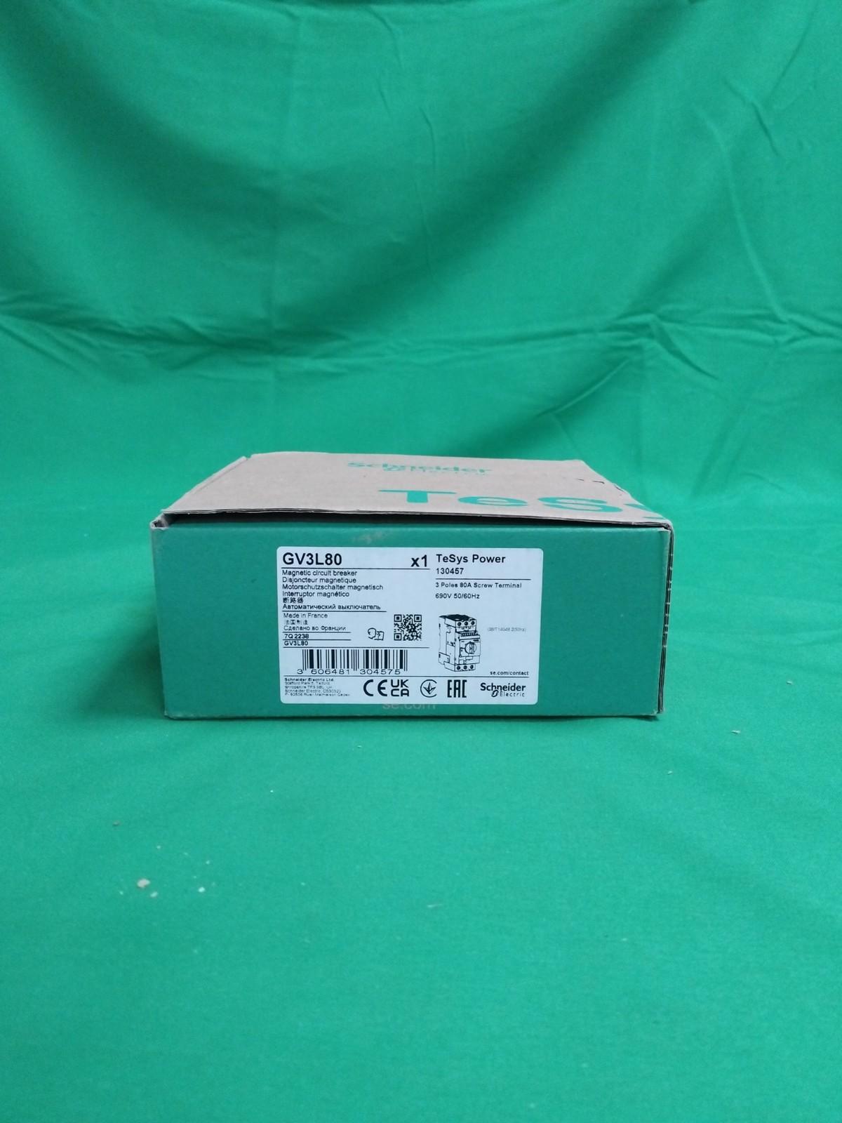 Motor circuit breaker, TeSys Deca, 3P, 80 A, magnetic, rotary handle, EverLink terminals