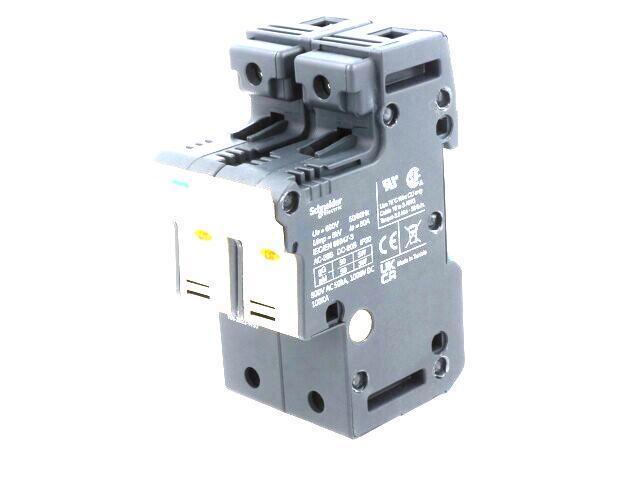 Fuse carrier, TeSys DF, 2P, 50A, 690VAC, fuse size 14x51mm, blown fuse indicator