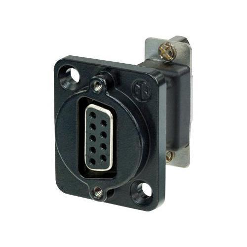 9 pole D-SUB feedthrough, female to female, black D-shape housing