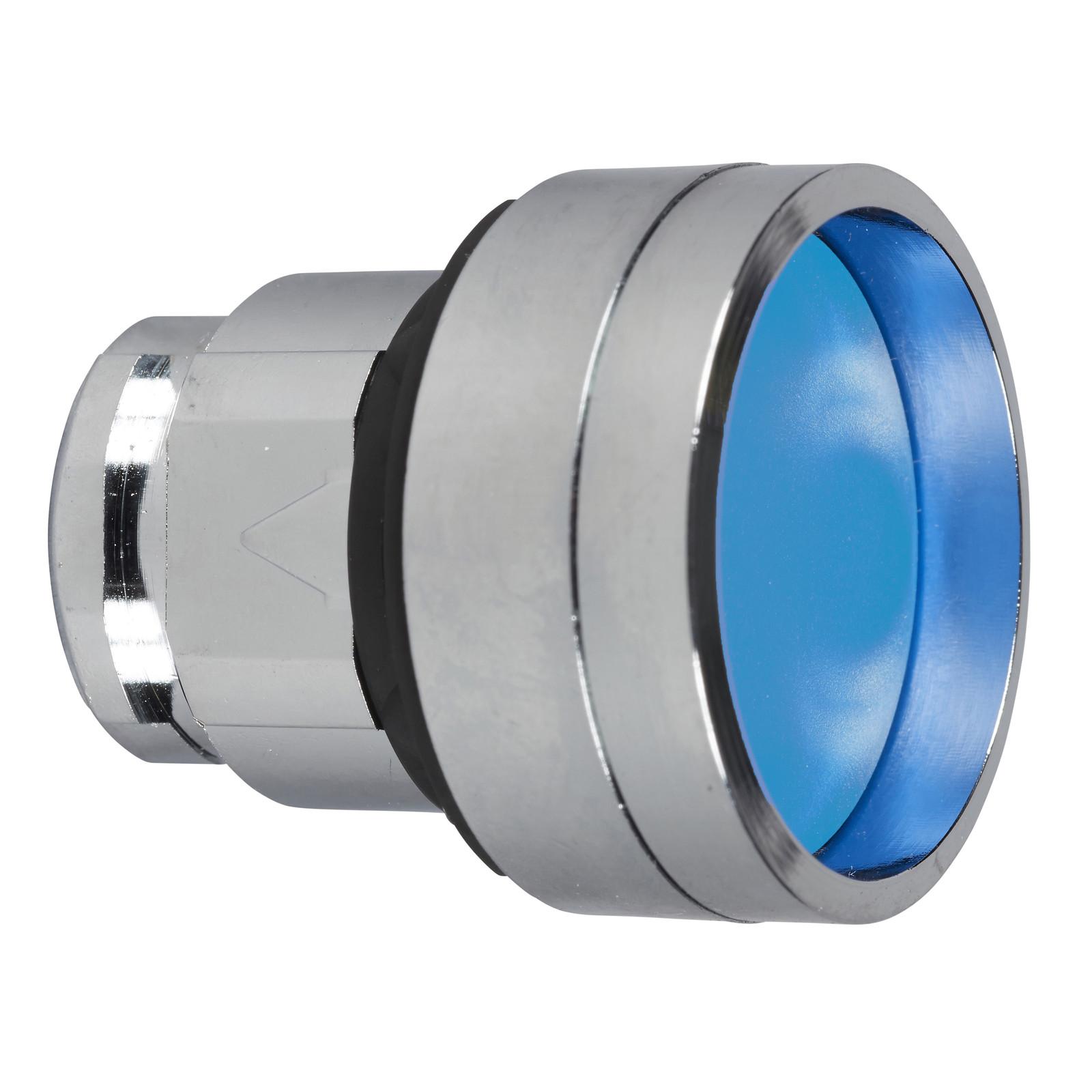 Head for non illuminated push button, Harmony XB4, blue flush, 22mm, spring return, clear membrane, unmarked