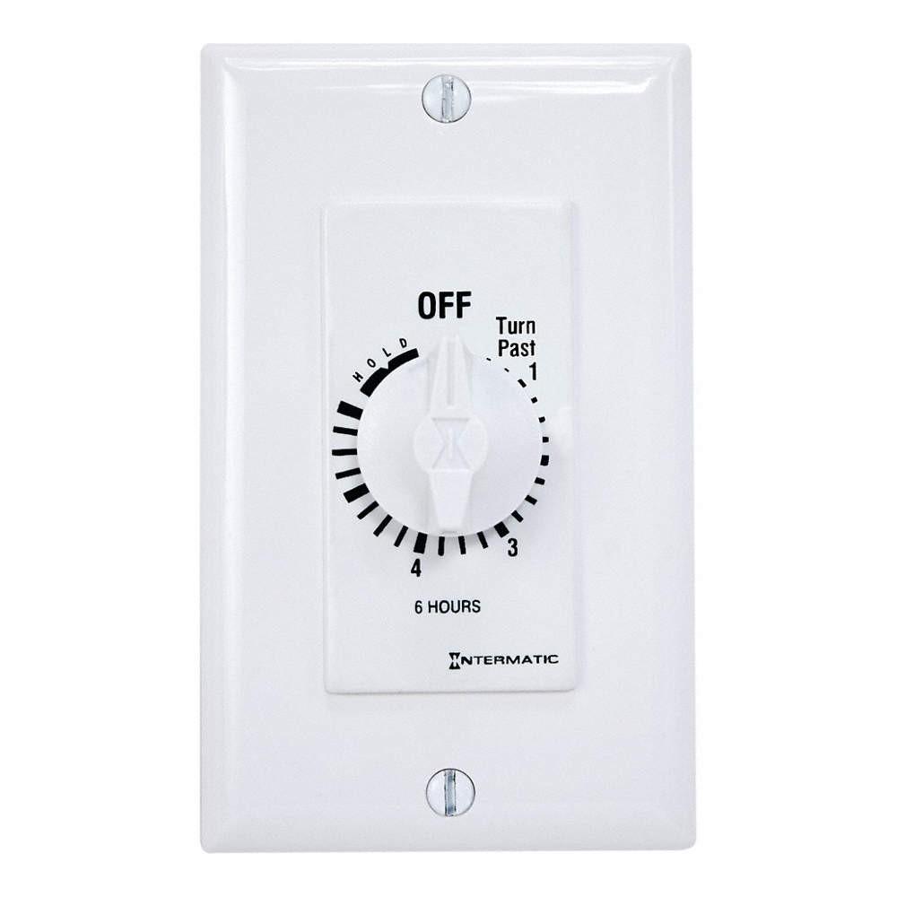 Spring Wound Countdown Timer, Decorator Style, 125-277 VAC, 50/60 Hz, SPST, 6 Hour Max, With Hold, White