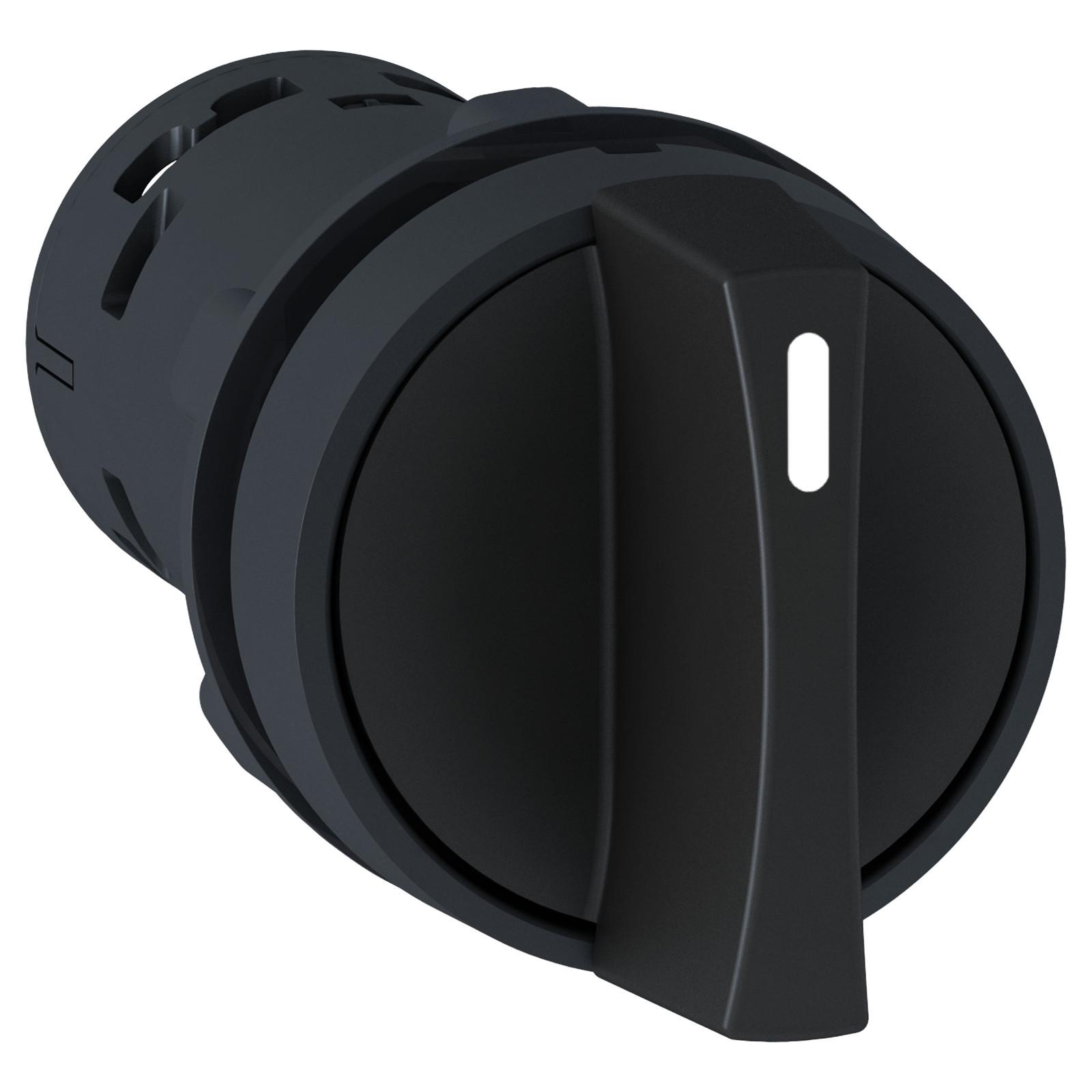 Monolithic selector switch, Harmony XB7, plastic, black, 22mm, stay put, 2 positions, stay put, 1NO