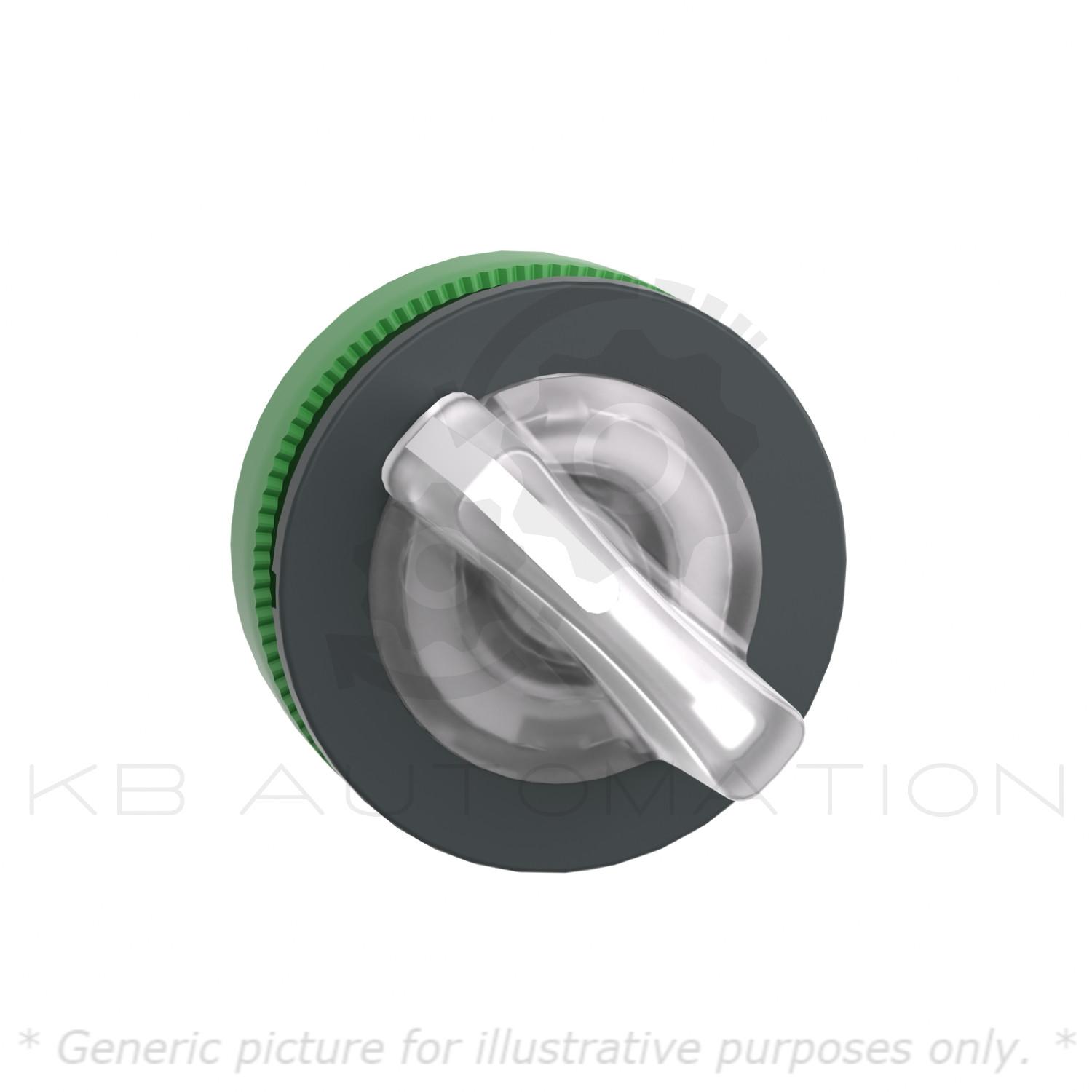 Head for illuminated selector switch, Harmony XB5, plastic, white handle, universal LED, 2 positions, spring return