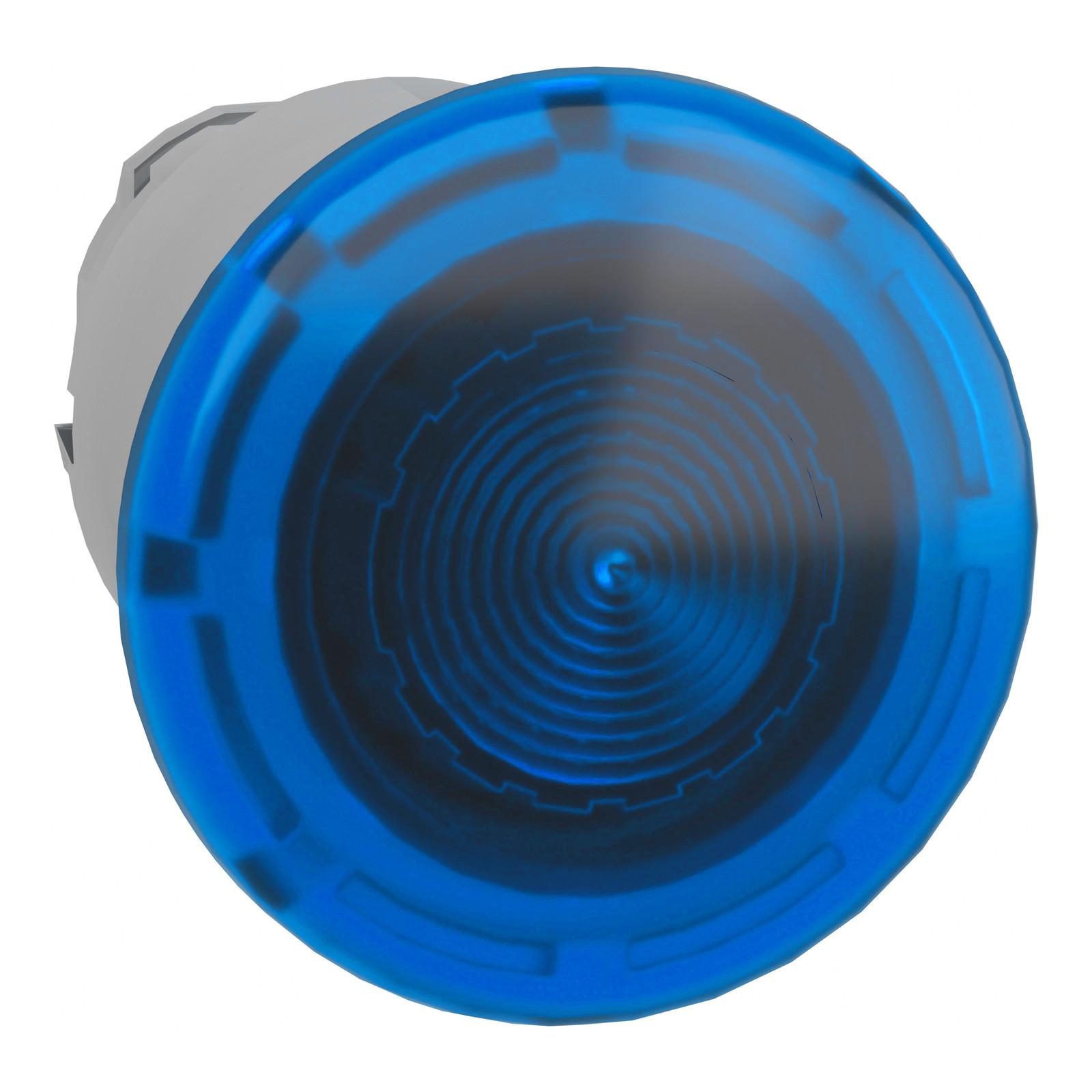 Head for illuminated push button, Harmony XB4, metal, blue mushroom 40mm, 22mm, universal LED, spring return