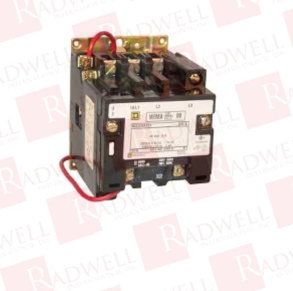NEMA Contactor, Type S, nonreversing, Size 00, 9A, 3HP at 575VAC, 3 phase, up to 100kA, 3 pole, 120VAC coil, open