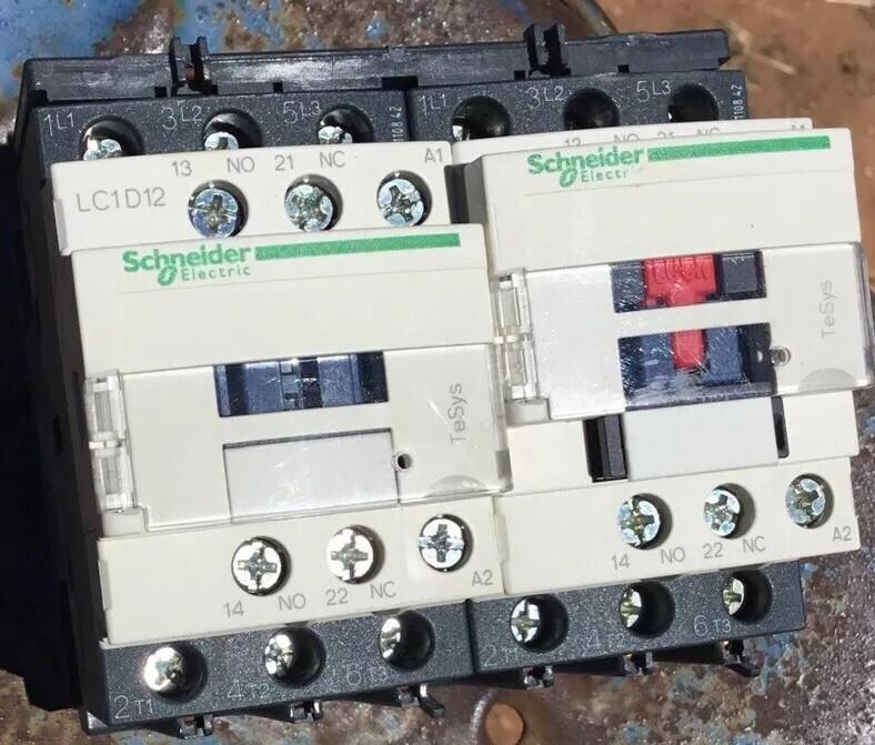 TeSys Deca IEC contactor, 12 A, 3 P, 7.5 HP at 480 VAC, reversing, 120 VAC 50/60 Hz coil