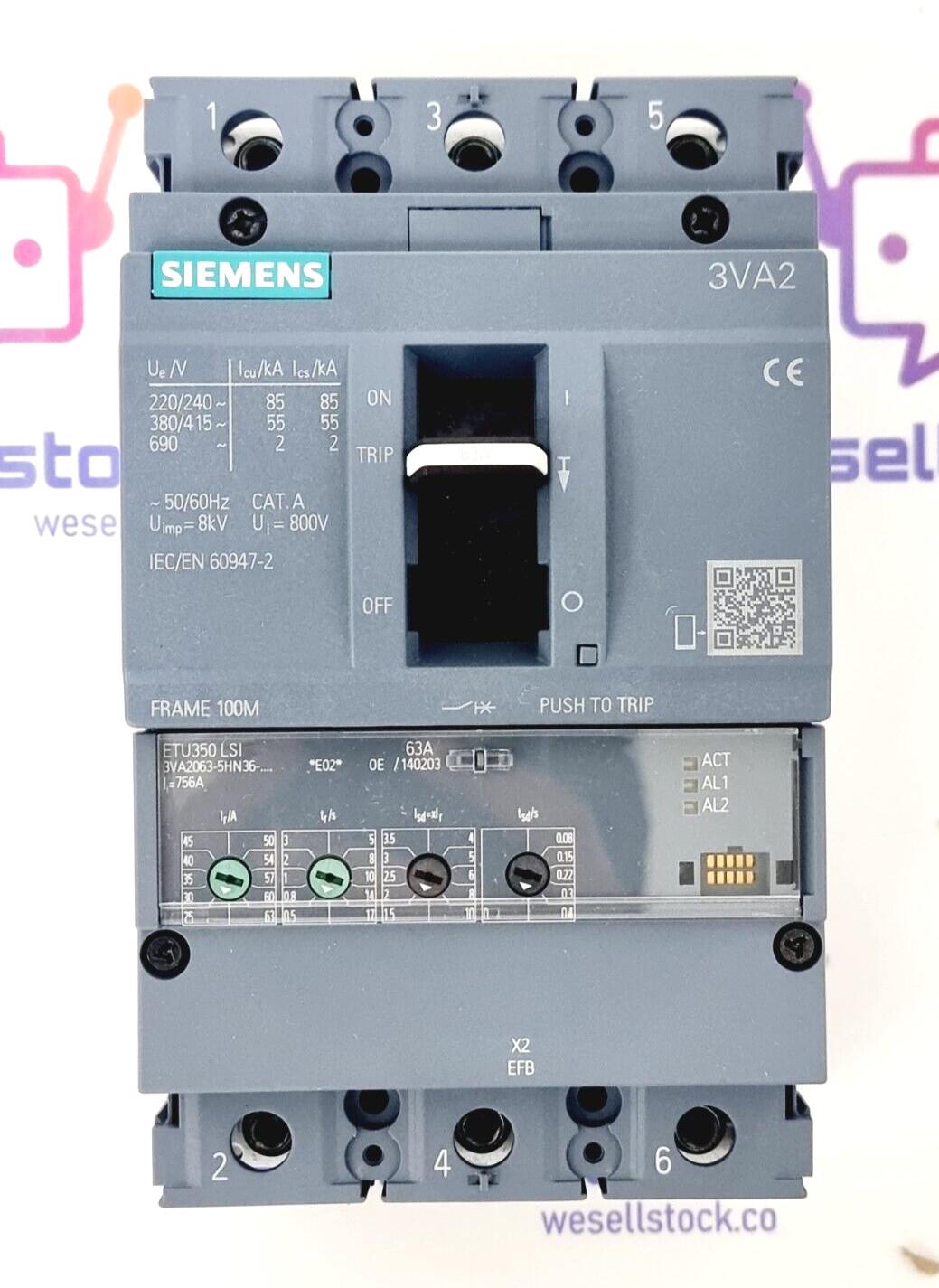 BRKR 3VA20 3P 63A 55KA ETU3-LSI BOX