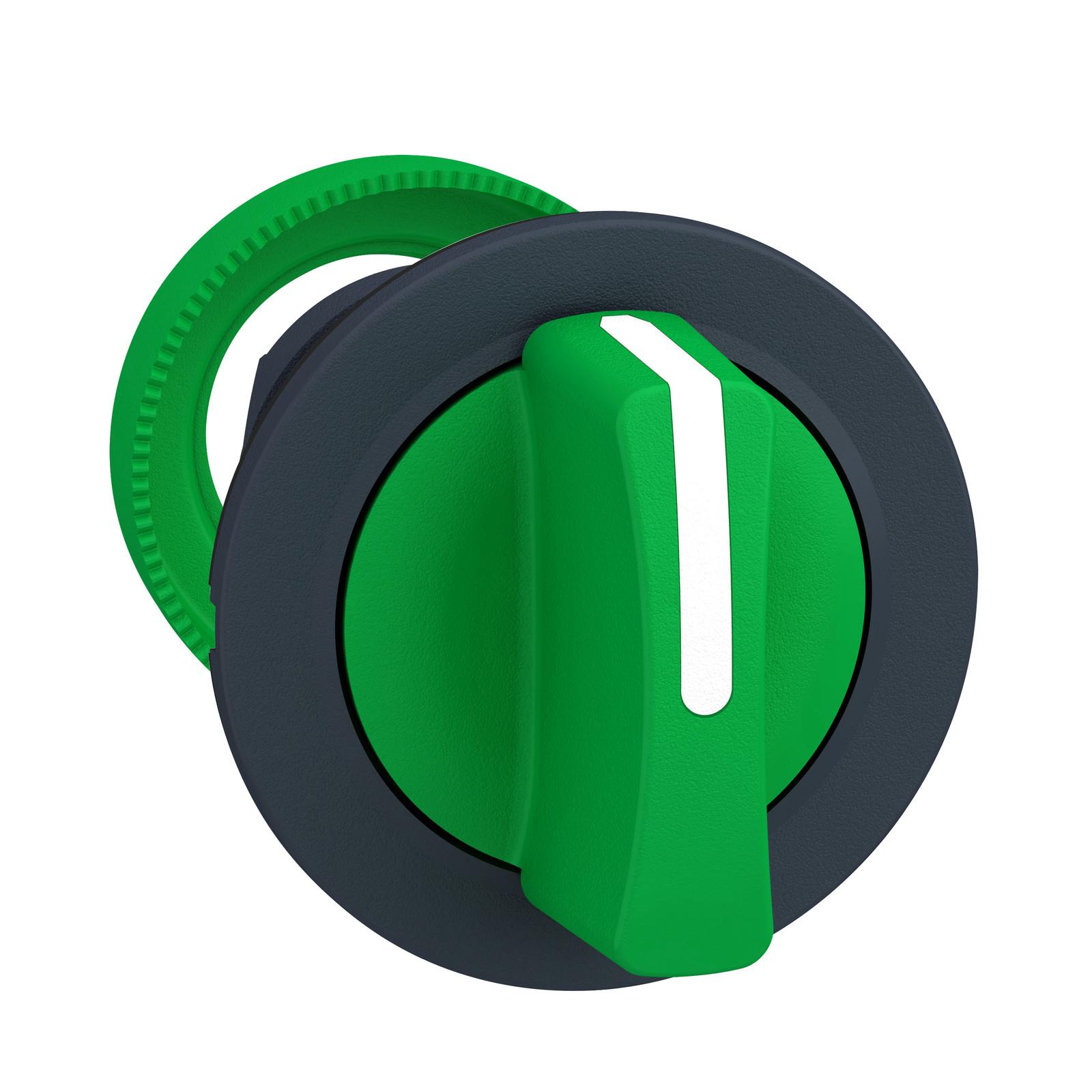 Head for selector switch, Harmony XB5, flush mounted green 3 pos return right to center