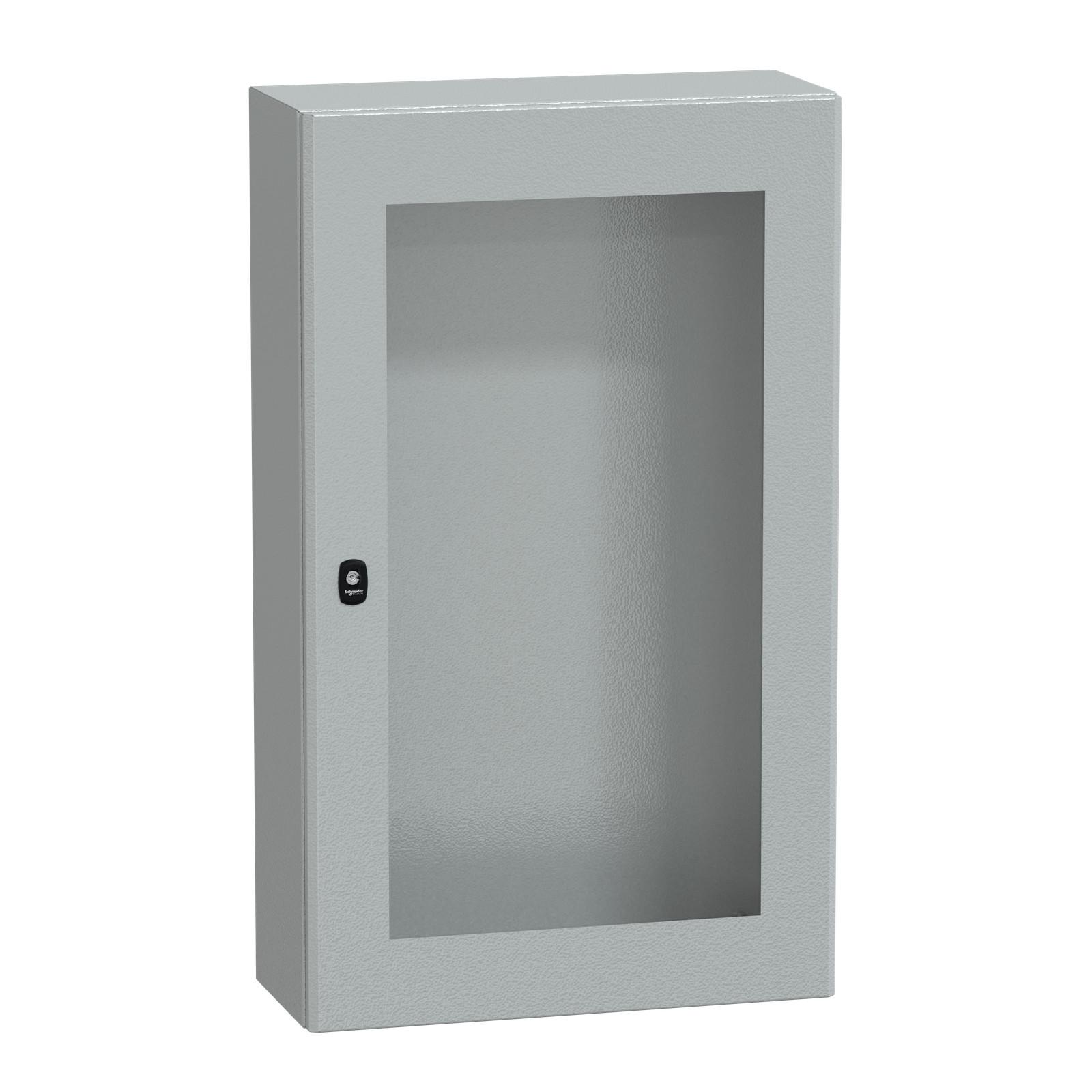Wall mounted steel enclosure, Spacial S3D, transparent door, without mounting plate, 1000x600x250mm, IP66, IK08