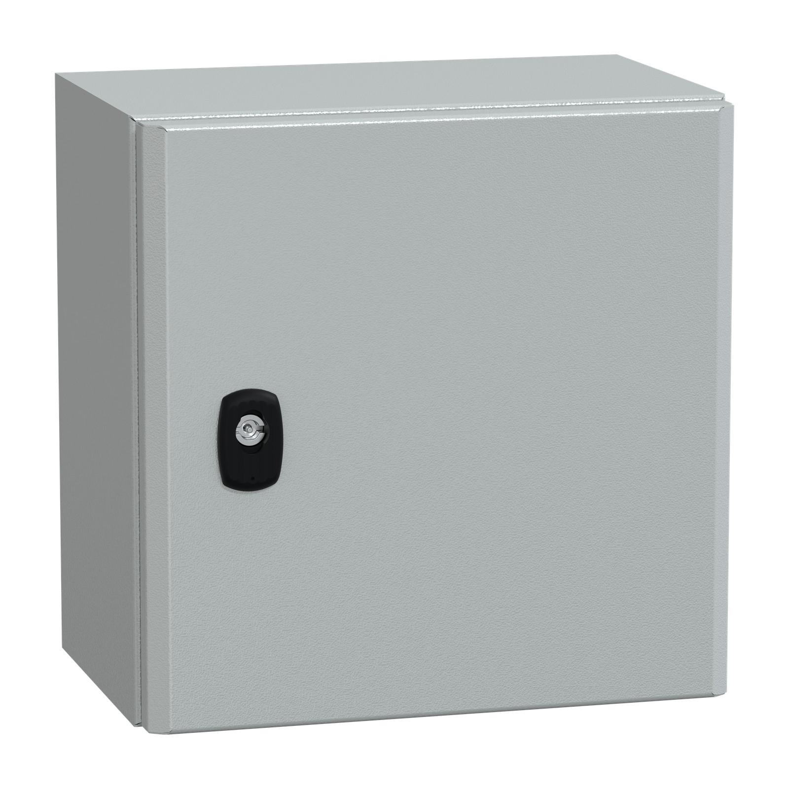 Wall mounted steel enclosure, Spacial S3D, plain door, with mounting plate, 300x300x200mm, IP66, IK10