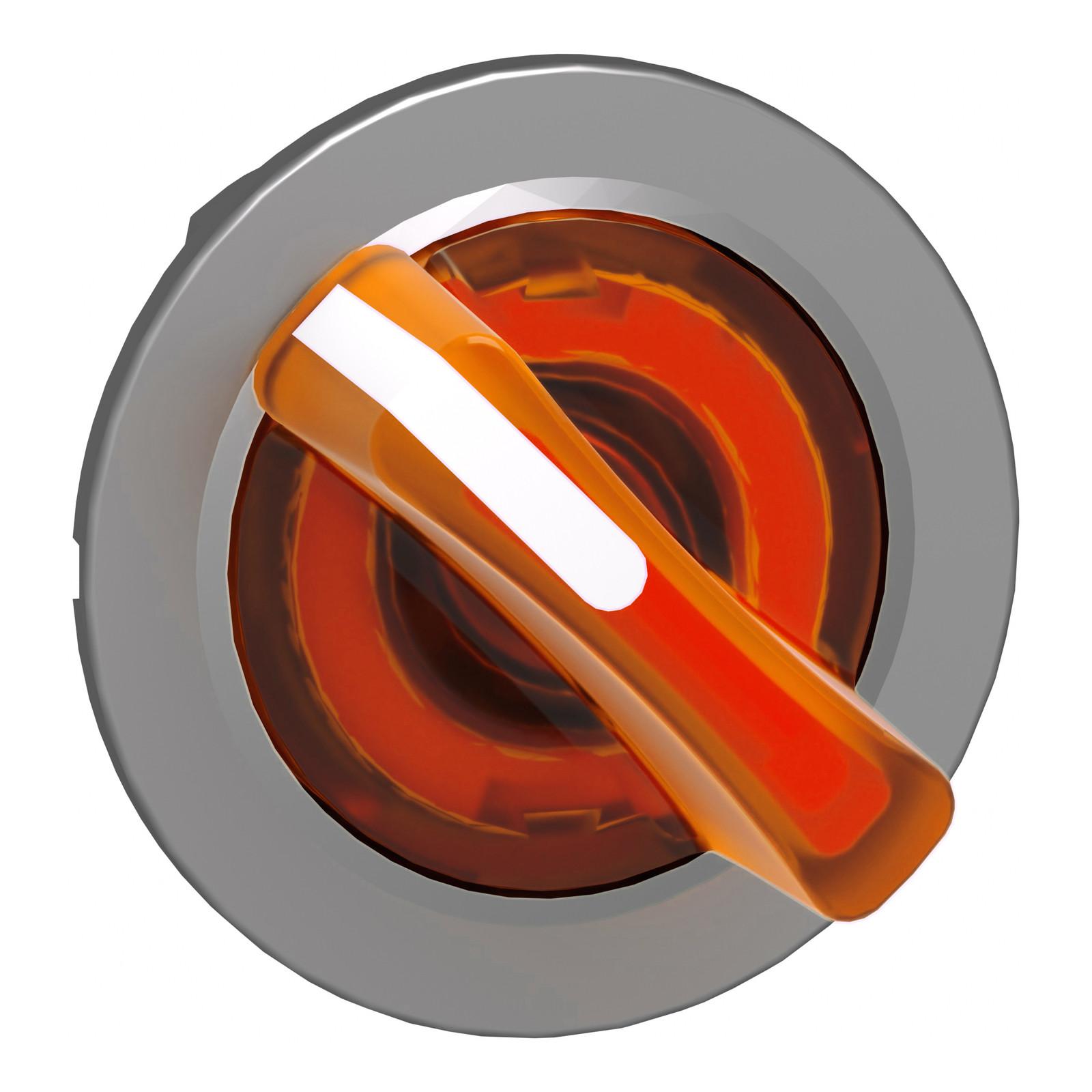Head for illuminated selector switch, Harmony XB4, metal, orange handle, flush mounted, 30mm, universal LED, 2 positions