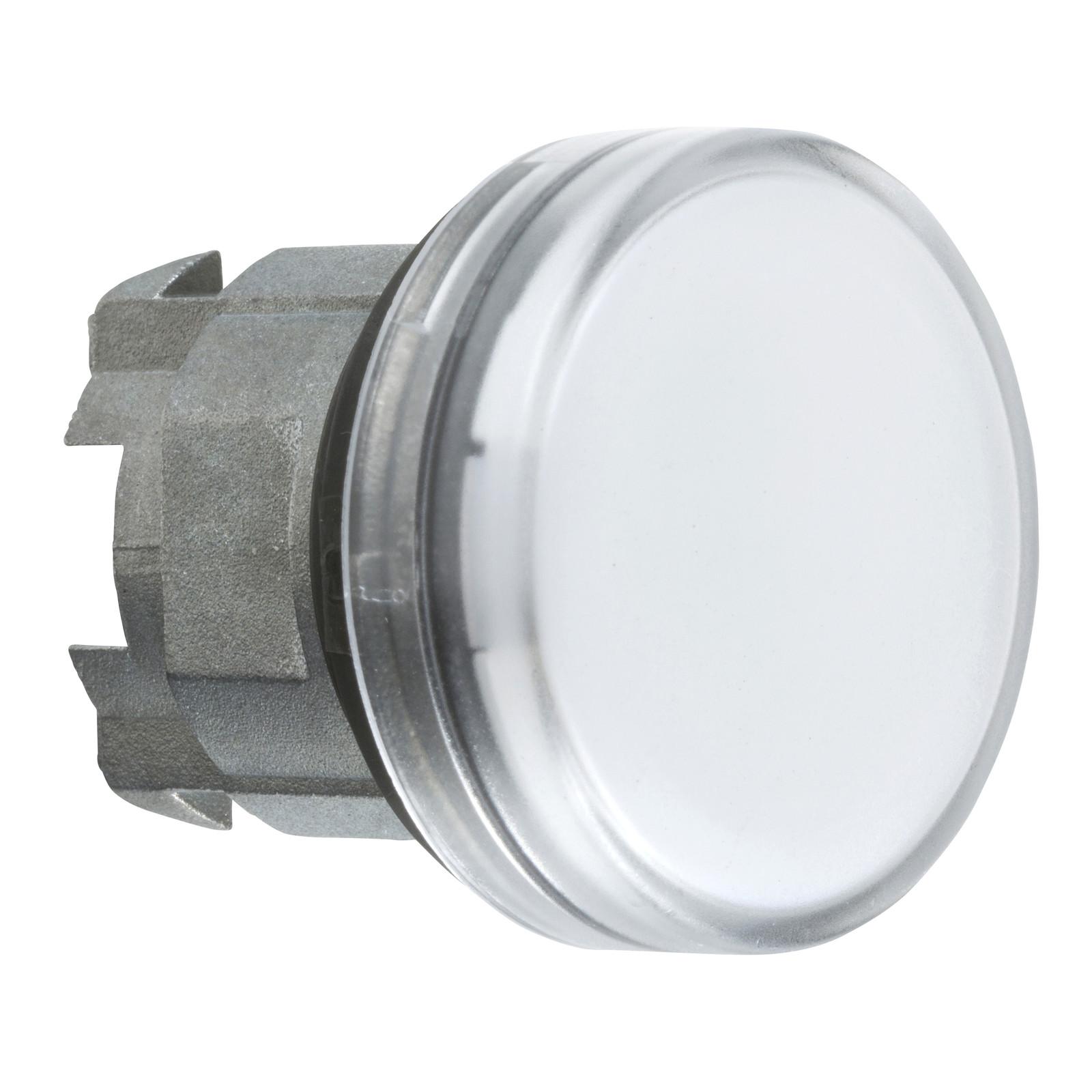 Head for pilot light, Harmony XB4, metal, white, 22mm, plain lens for BA9s bulb