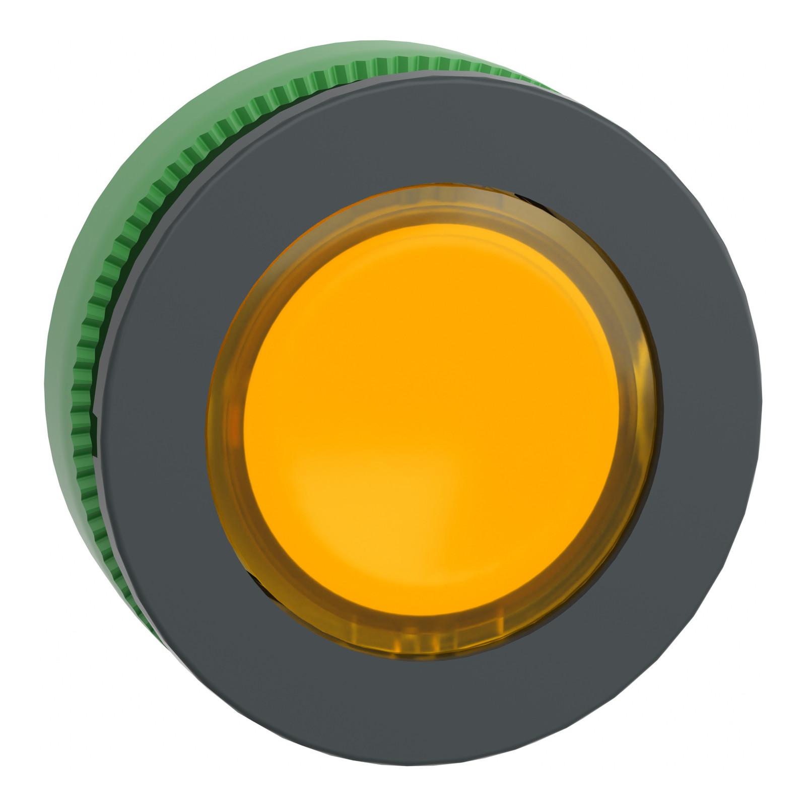 Head for illuminated push button, Harmony XB5, antimicrobial, plastic, yellow flush mounted, 30mm, universal LED,