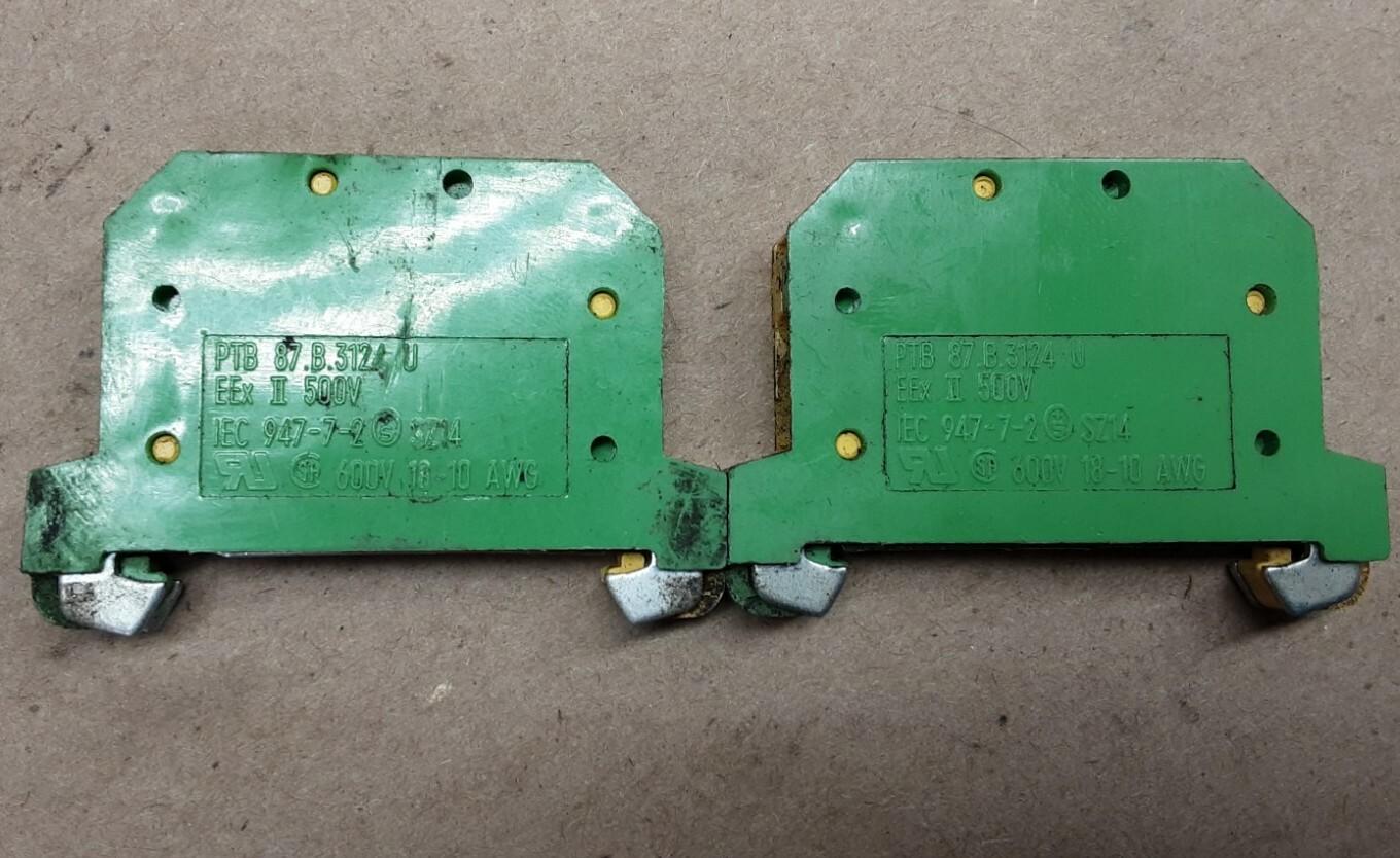 TERM BLOCK, SCREW, GROUND, 4, GREEN/YELLOW