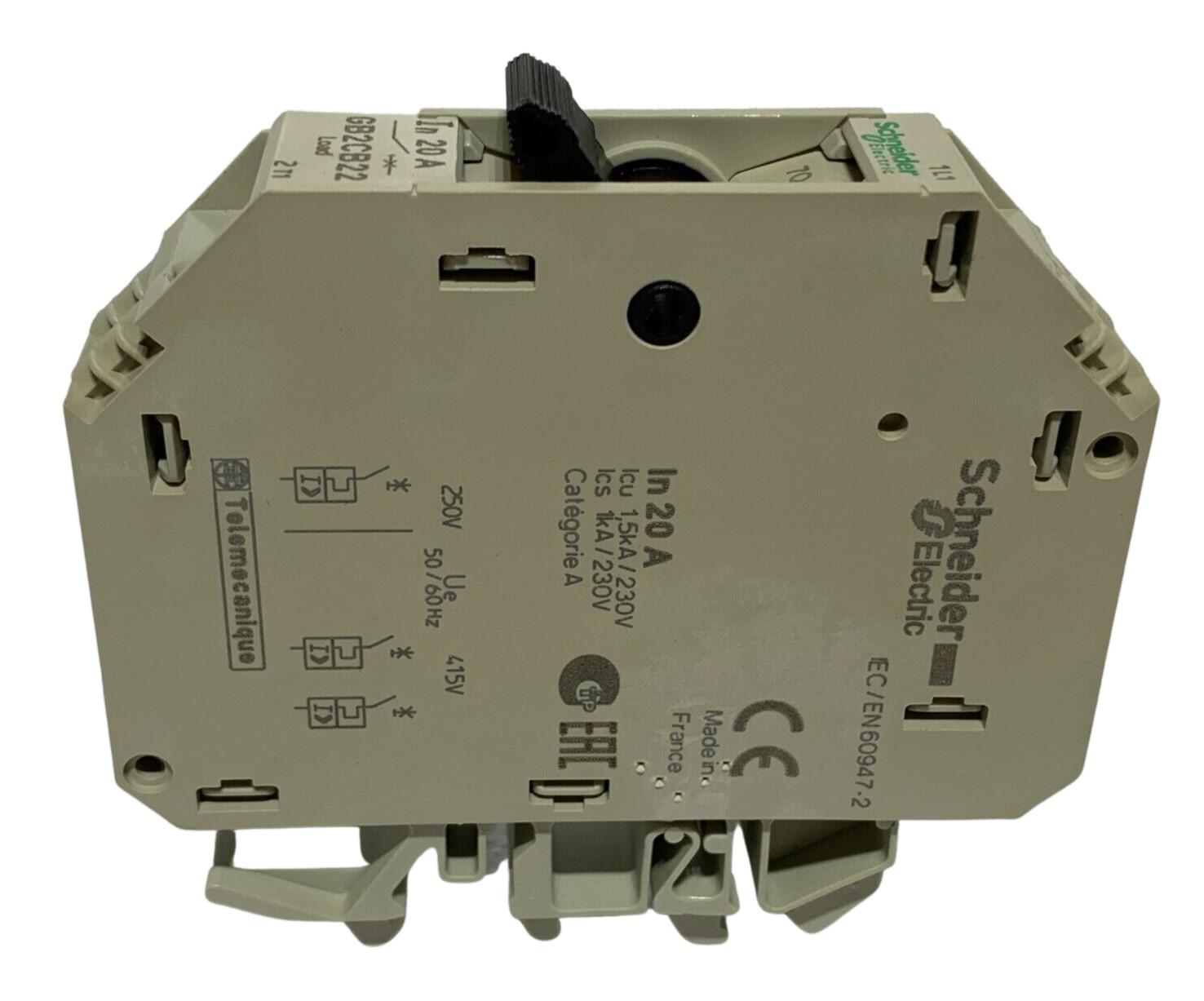 TeSys GB2 thermal magnetic circuit protector, 1 P, 20 A, Id = 270 A