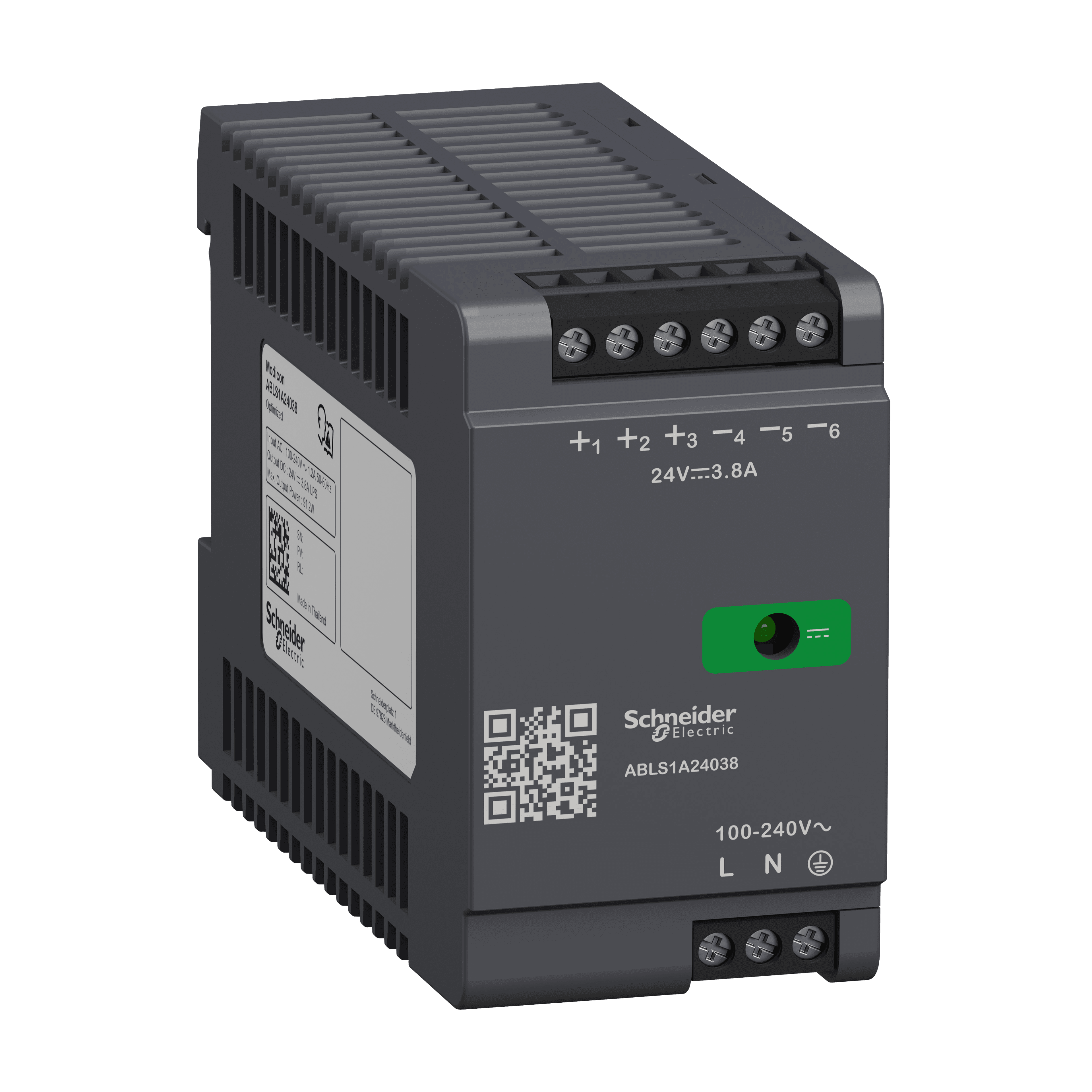 Regulated Power Supply, 100 to 240V AC, 24V, 3.8A, single phase, Optimized