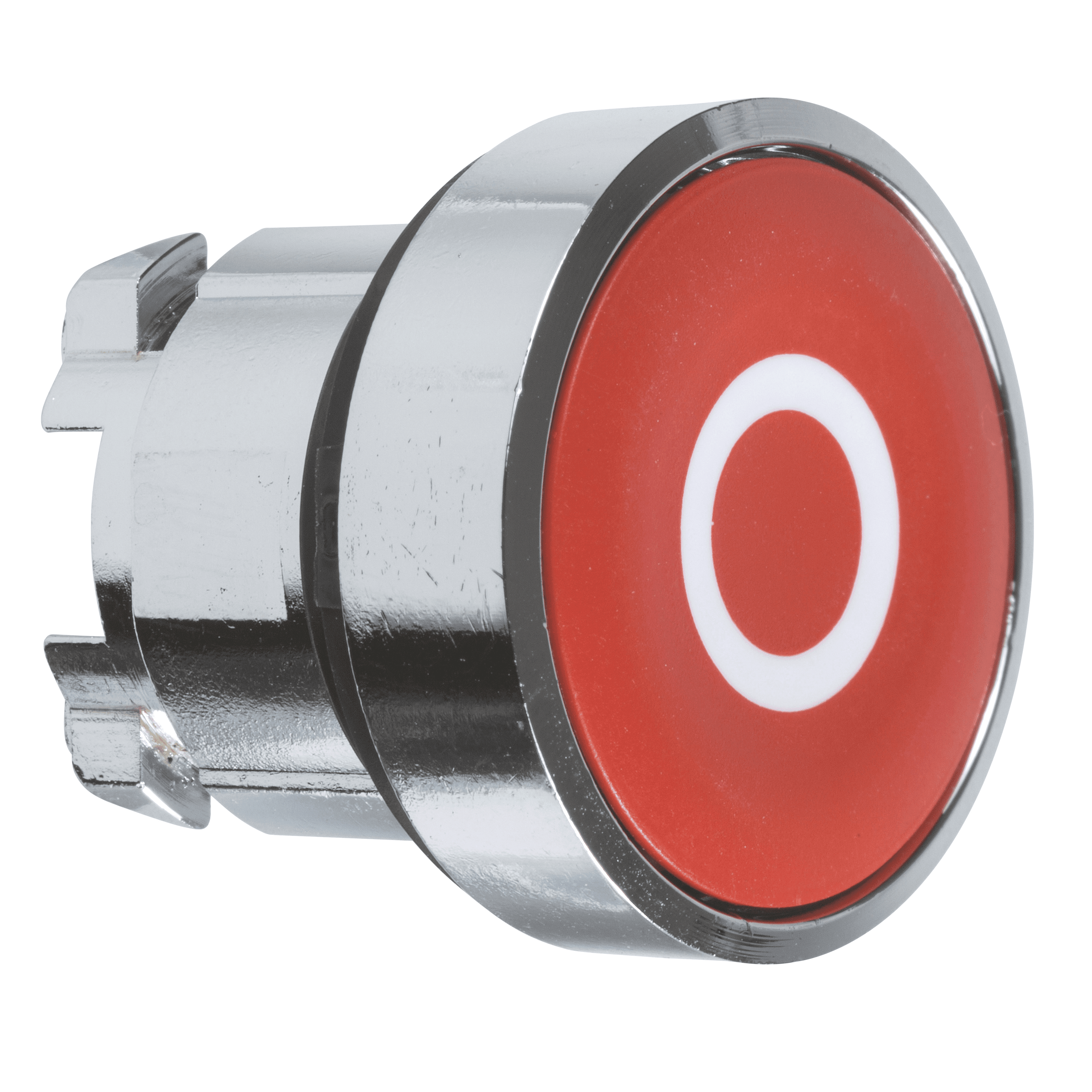 Head for non illuminated push button, Harmony XB4, metal, flush, red, 22mm, spring return, marked O