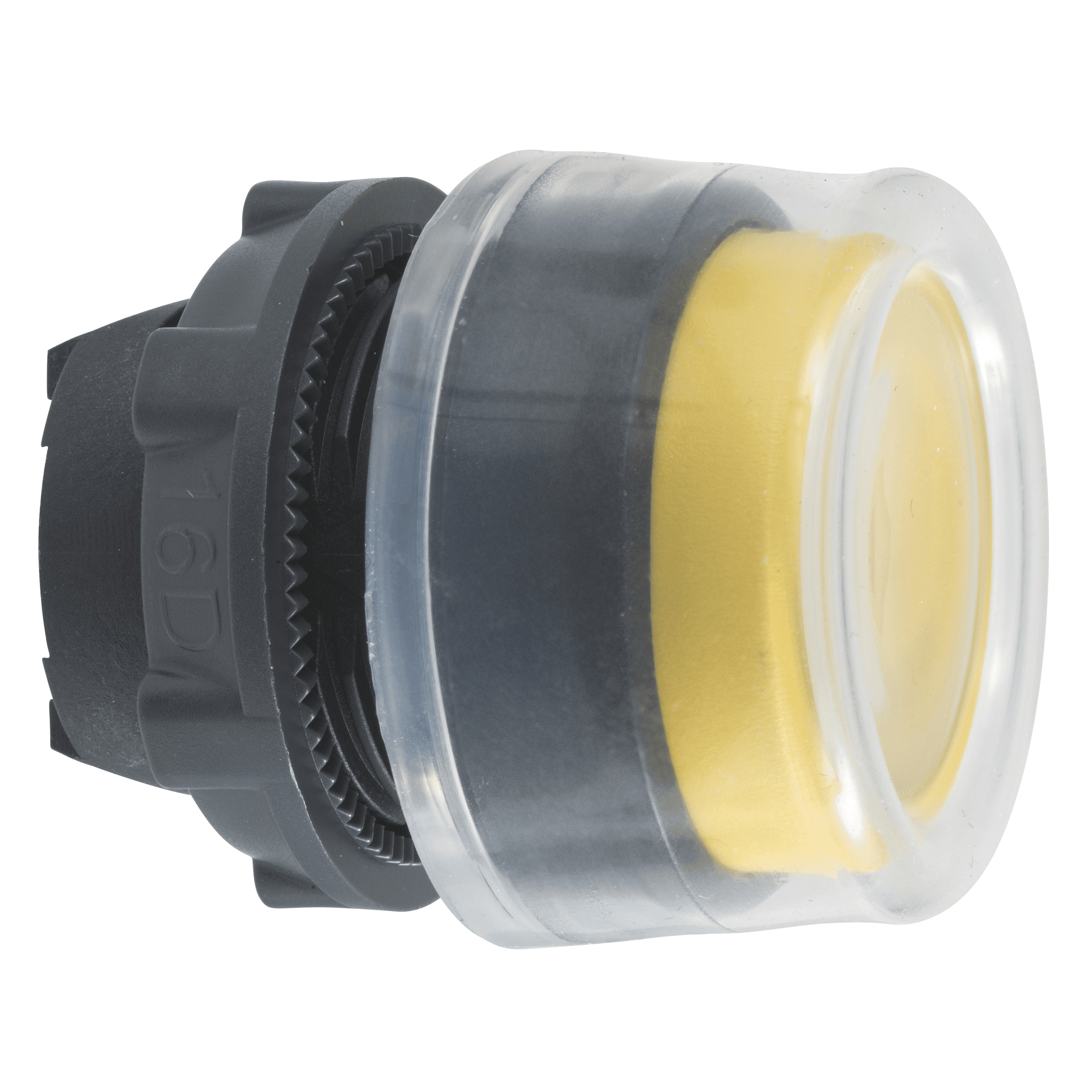 Head for non illuminated push button, Harmony XB5, plastic, projecting, yellow, 22mm, spring return, booted, unmarked