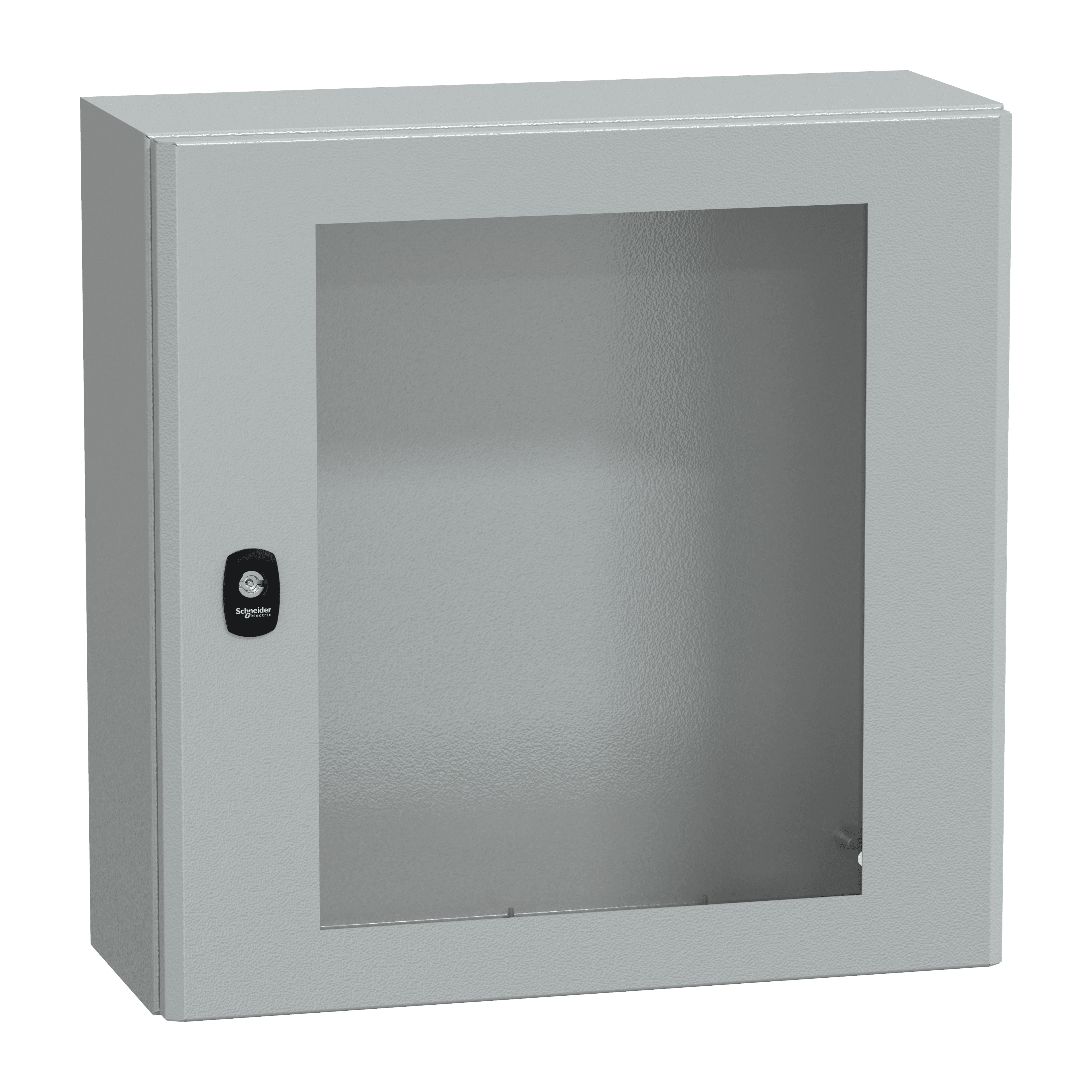 Wall mounted steel enclosure, Spacial S3D, transparent door, without mounting plate, 500x500x200mm, IP66, IK08