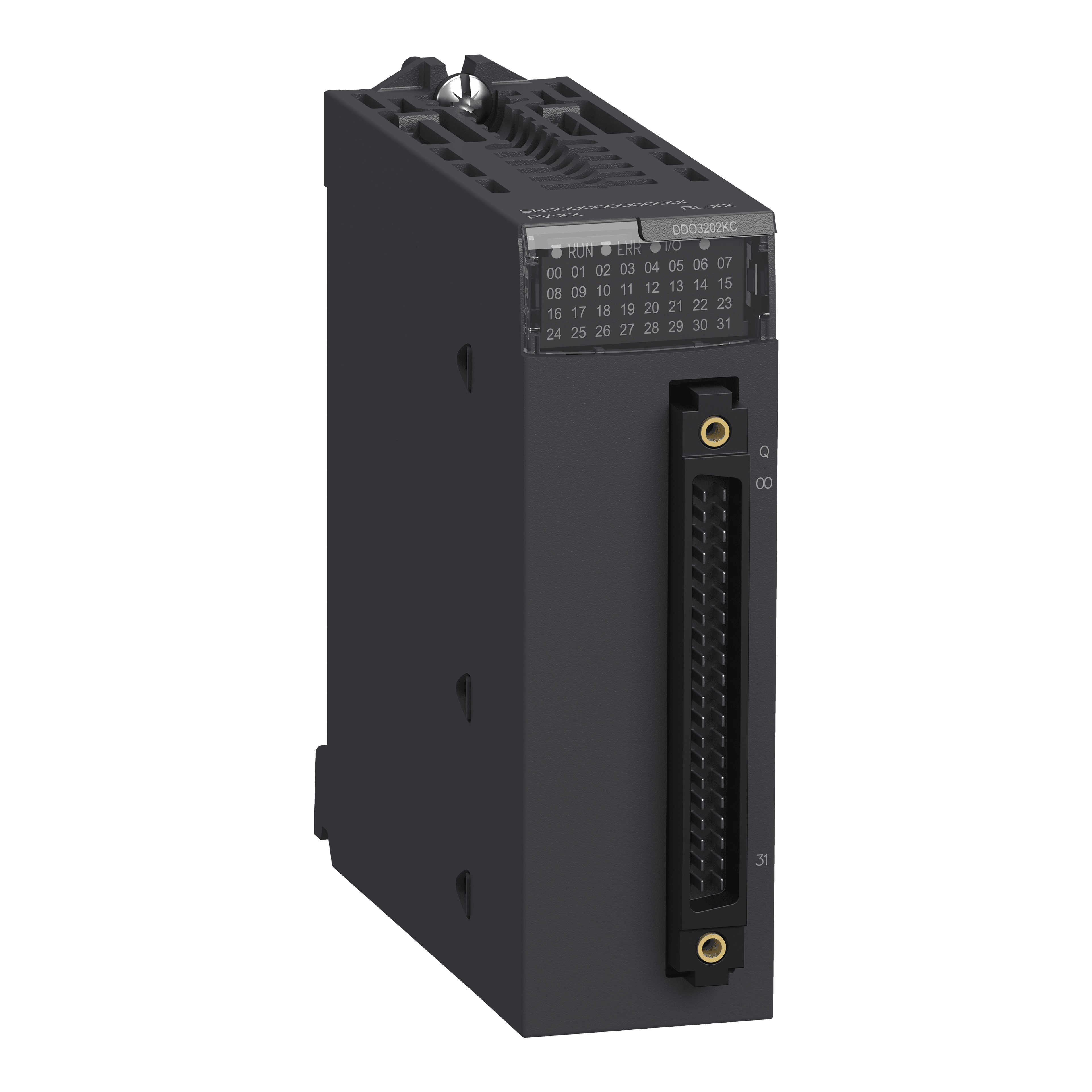 discrete output module, Modicon X80, 32 transistor outputs, 24V DC positive, conformal coating