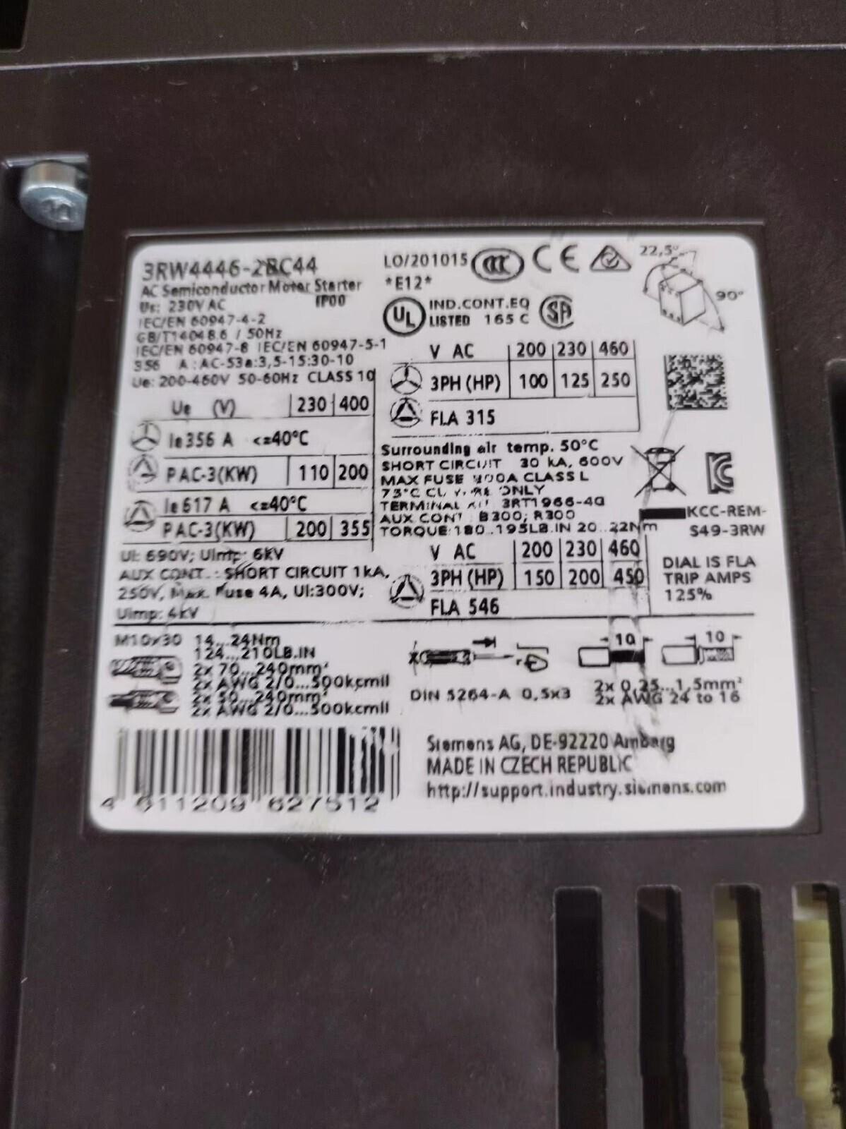SOFT START, 315A, 100/125/250HP, 230V, SPRG