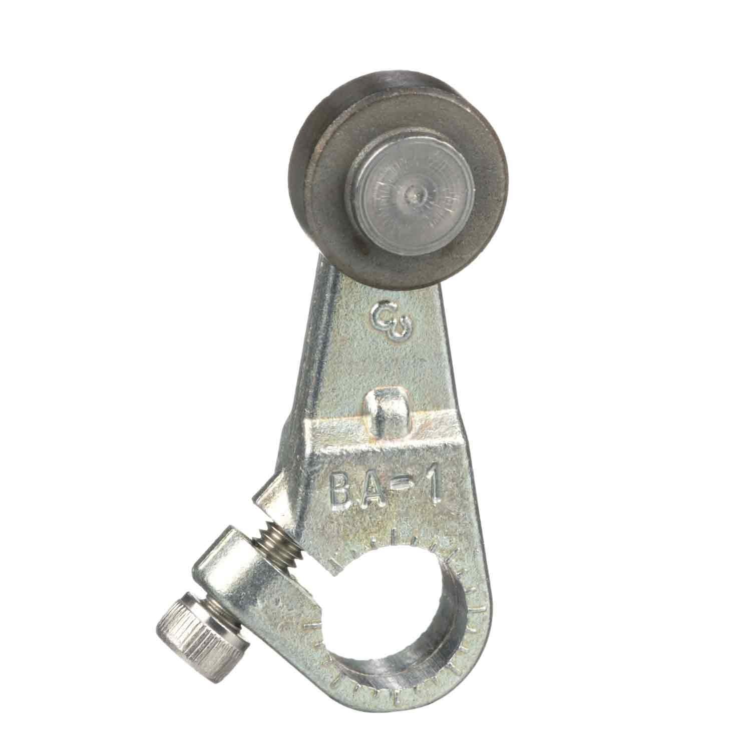 limit switch lever arm, 9007C, 1.38 inch long cast zinc lever arm, 0.625 inch diameter roller, 0.25 inch wide roller