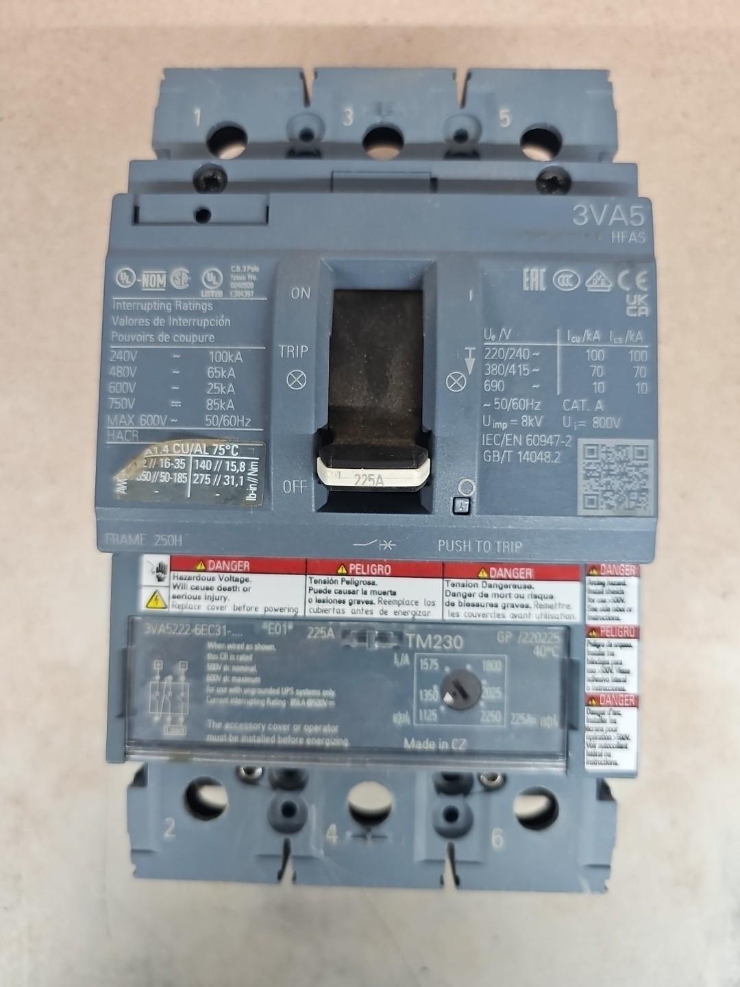 BRKR 3VA52 3P 225A 65KA FTAM