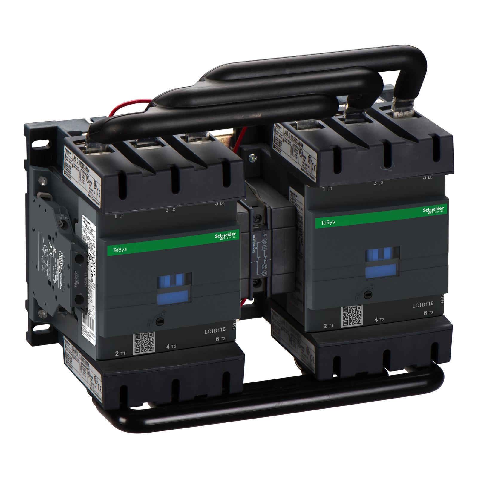 TeSys Deca reversing contactor , 3P(3 NO) , AC-3 , <= 440V, 115A, 220V AC coil