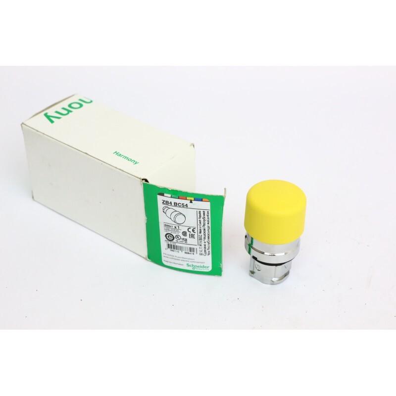 Head for non illuminated push button, Harmony XB4, yellow mushroom 30mm, 22mm, spring return, unmarked