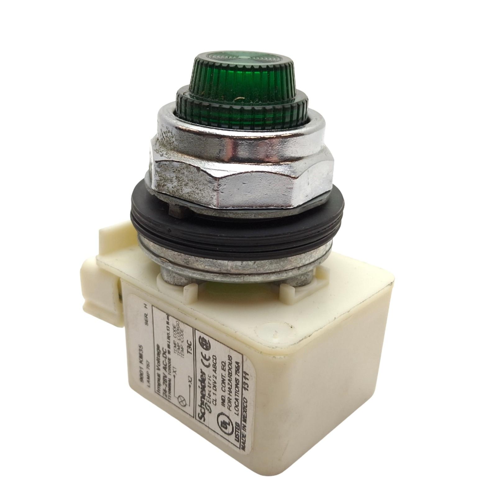 Pilot light, Harmony 9001K, metal, polycarbonate, fresnel lens, green, 30mm, 24...28V