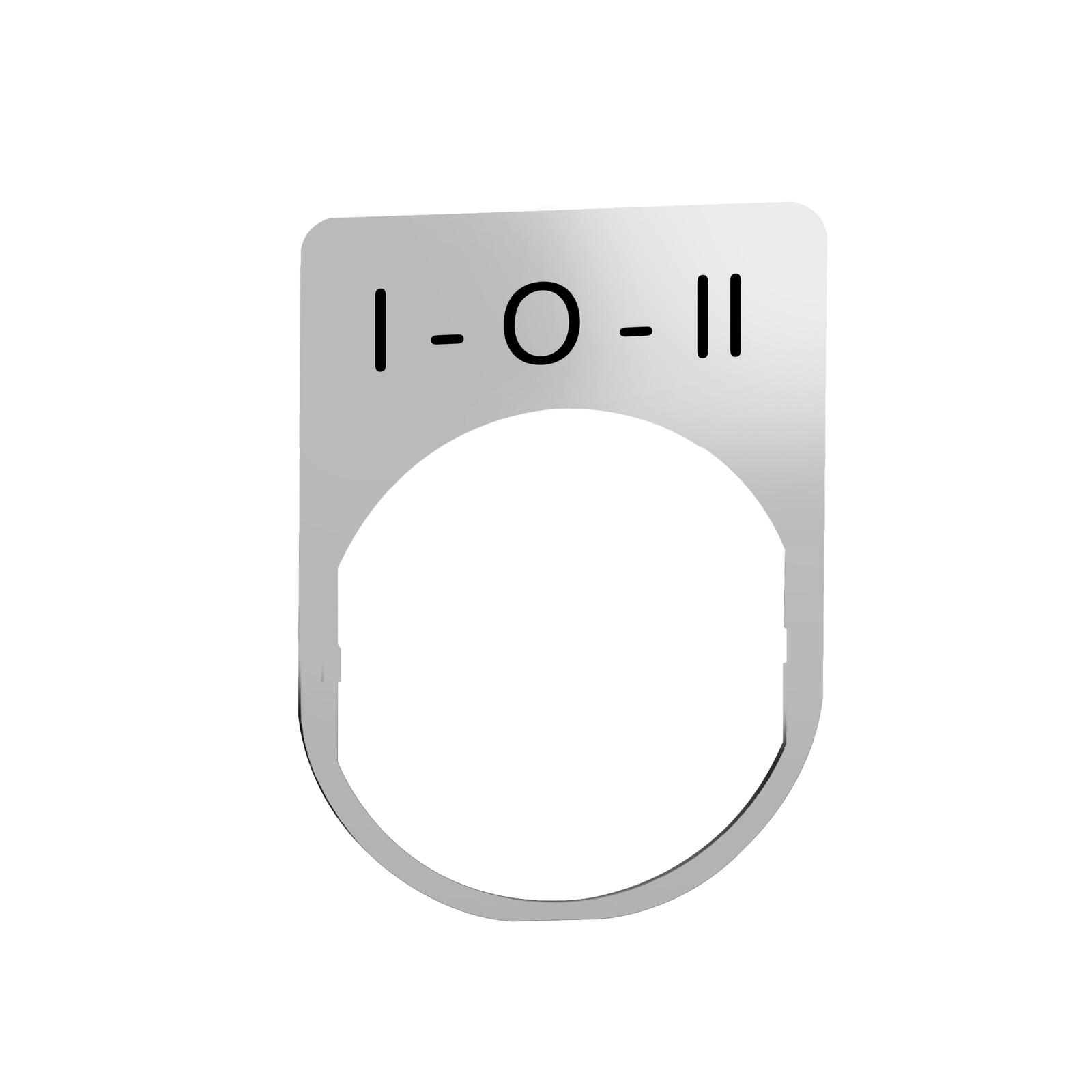legend plate metal with i-o-ii marking