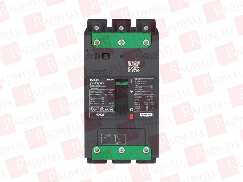 Circuit breaker, PowerPacT B, 60A, 1 pole, 600Y/347VAC, 18kA, lugs, thermal magnetic, 80%