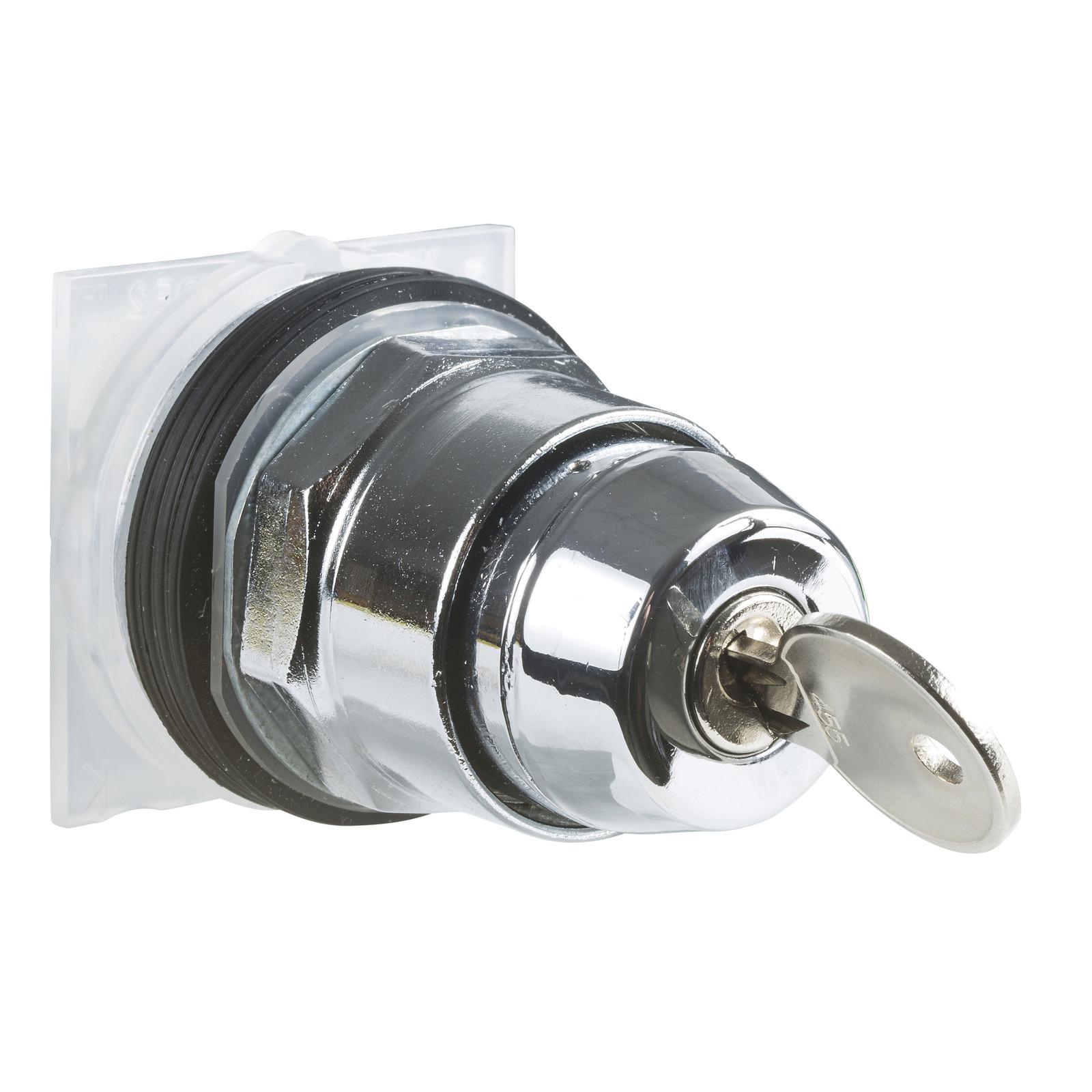 Key selector switch head, Harmony 9001K, metal, key switch, 30mm, key E10, 3 positions, stay put