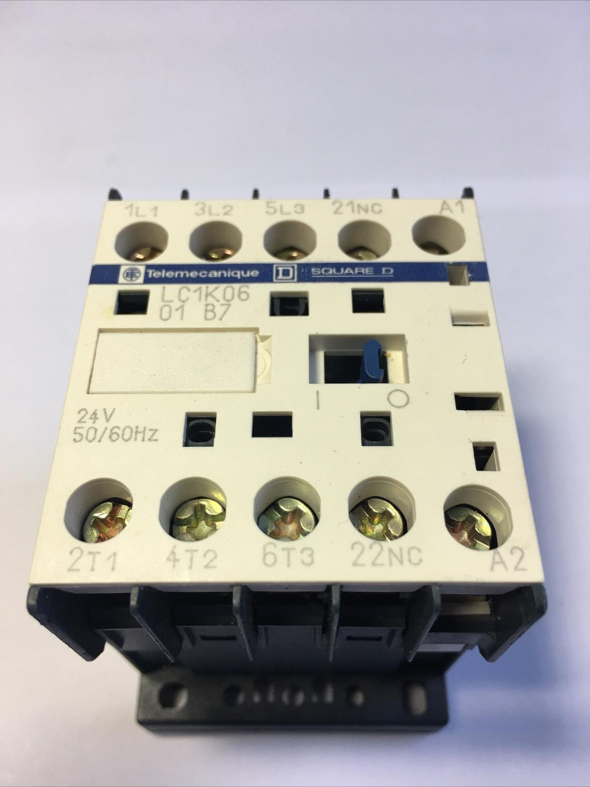 Contactor, TeSys K, 3P, AC-3, lt or eq to 440V 6A, 1 NC aux., 24VAC coil