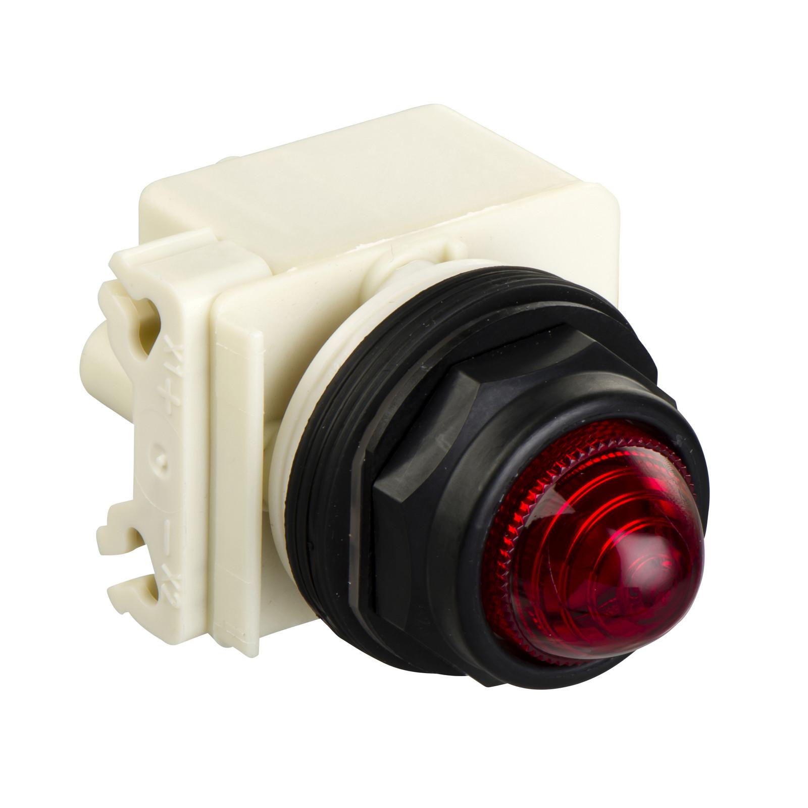 Pilot light, Harmony 9001SK, plastic, polycarbonate, domed, red, 30mm, LED red, 24...28V