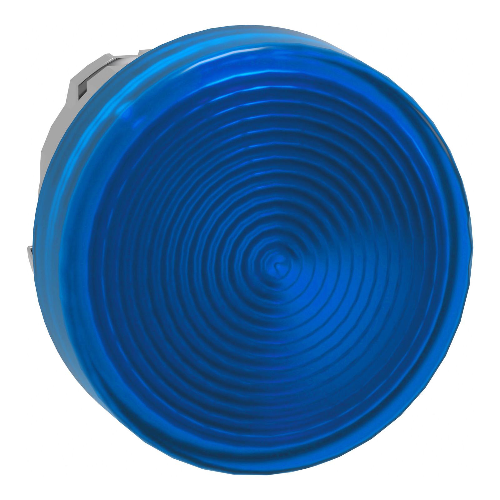 Head for pilot light, Harmony XB4, blue, 22mm, with grooved lens, universal LED