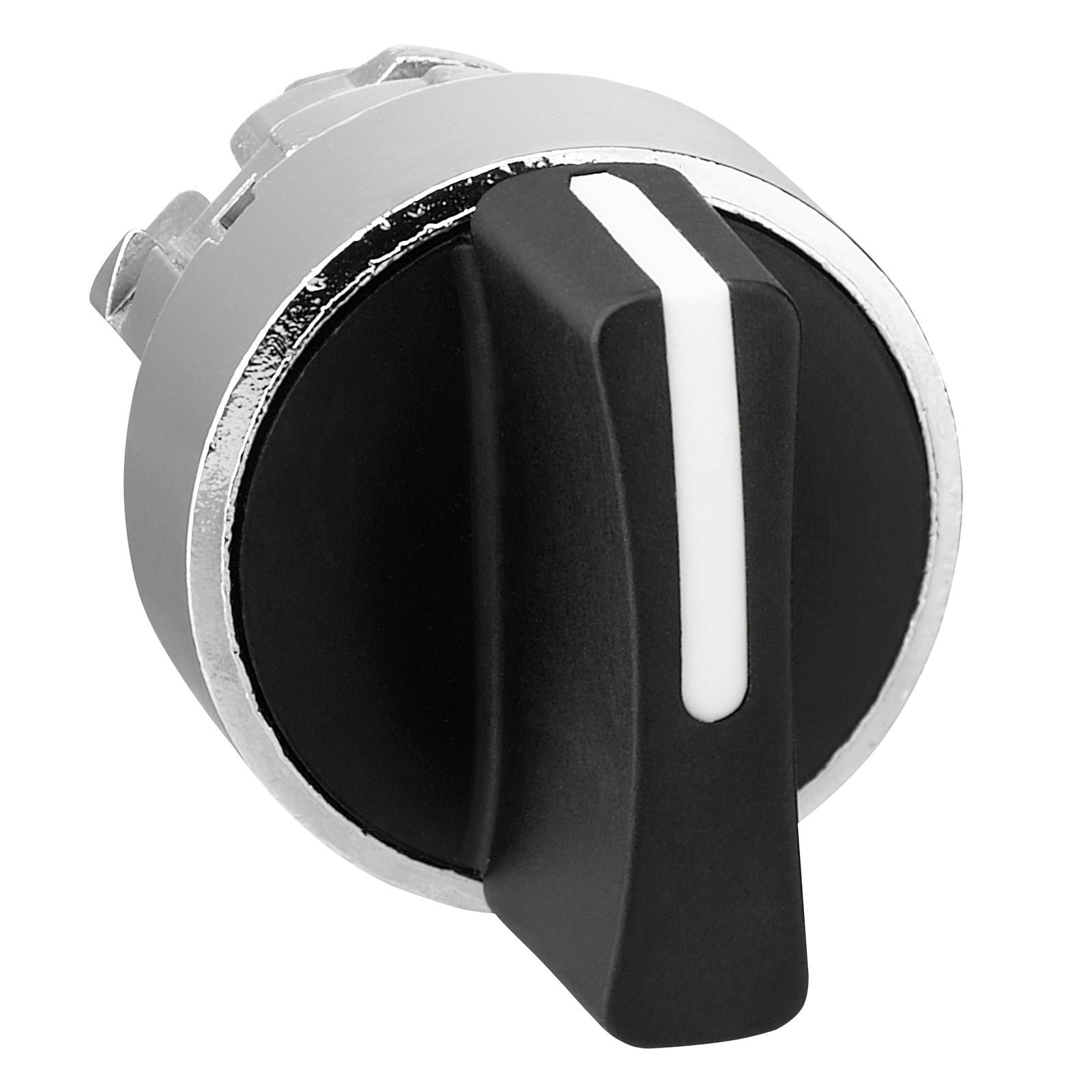 Head for selector switch, Harmony XB4, metal, black, 22mm, 3 positions, spring return from left to center