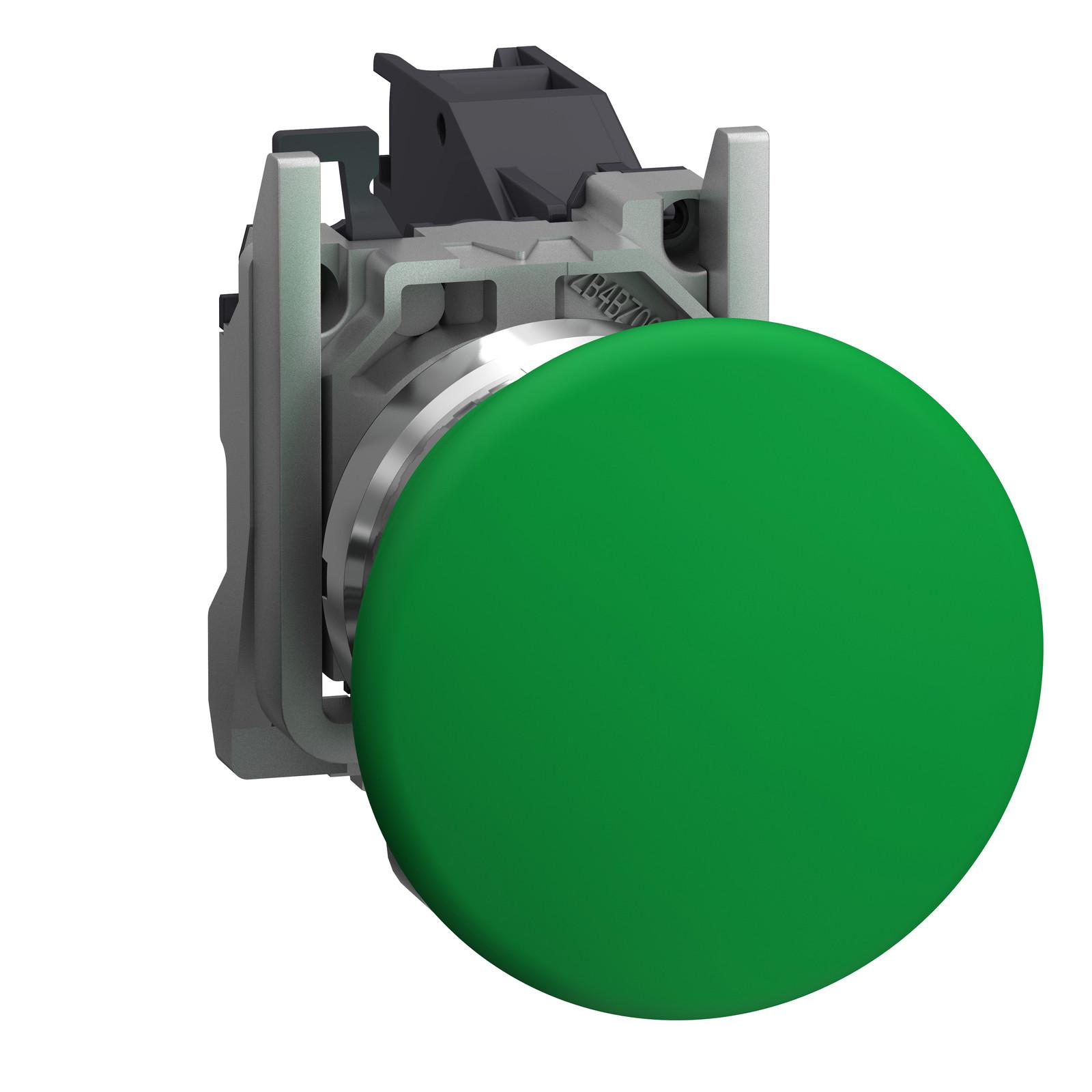 Complete push button, Harmony XB4, Explosive atmosphere, green mushroom pushbutton