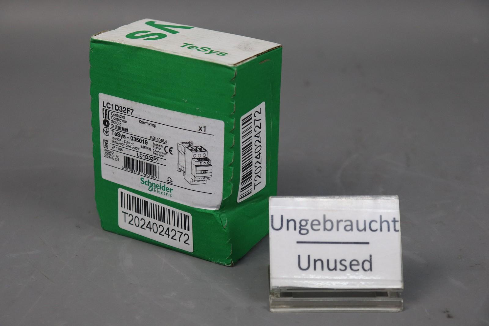 IEC contactor, TeSys Deca, nonreversing, 32A, 20HP at 480VAC, up to 100kA SCCR, 3 phase, 3 NO, 110VAC 50/60Hz coil, open