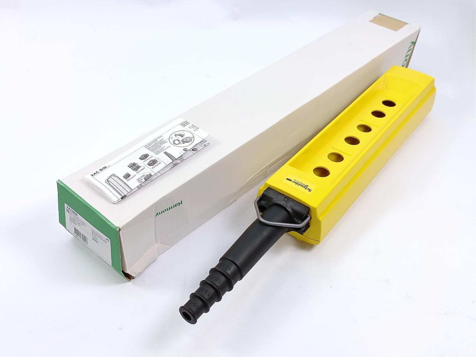 Empty pendant control station, Harmony XAC, plastic, yellow, 6 cut outs, for cable 10...22mm