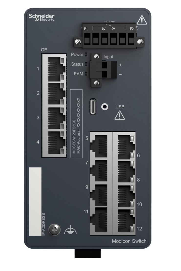 Modicon Managed Switch - 8 ports for copper + 4 Gigabit ports for copper
