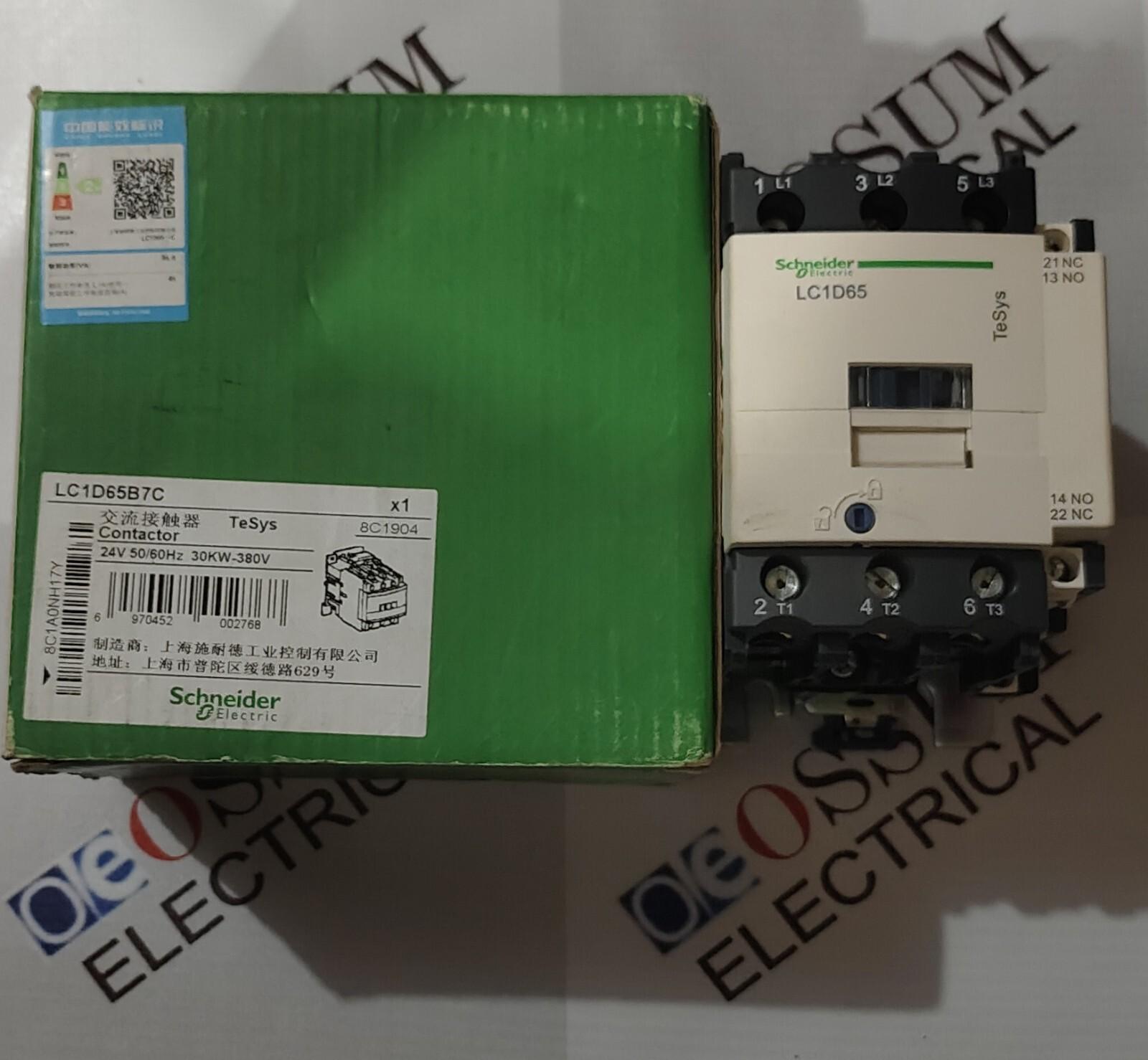 IEC contactor, TeSys D, nonreversing, 65A, 40HP at 480VAC, up to 100kA SCCR, 3 phase, 3 NO, 24VAC 50/60Hz coil, open