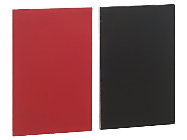 Unmarked legend 18x27mm for legend holder 30x50mm, Harmony XB4, 1 black side, 1 red side