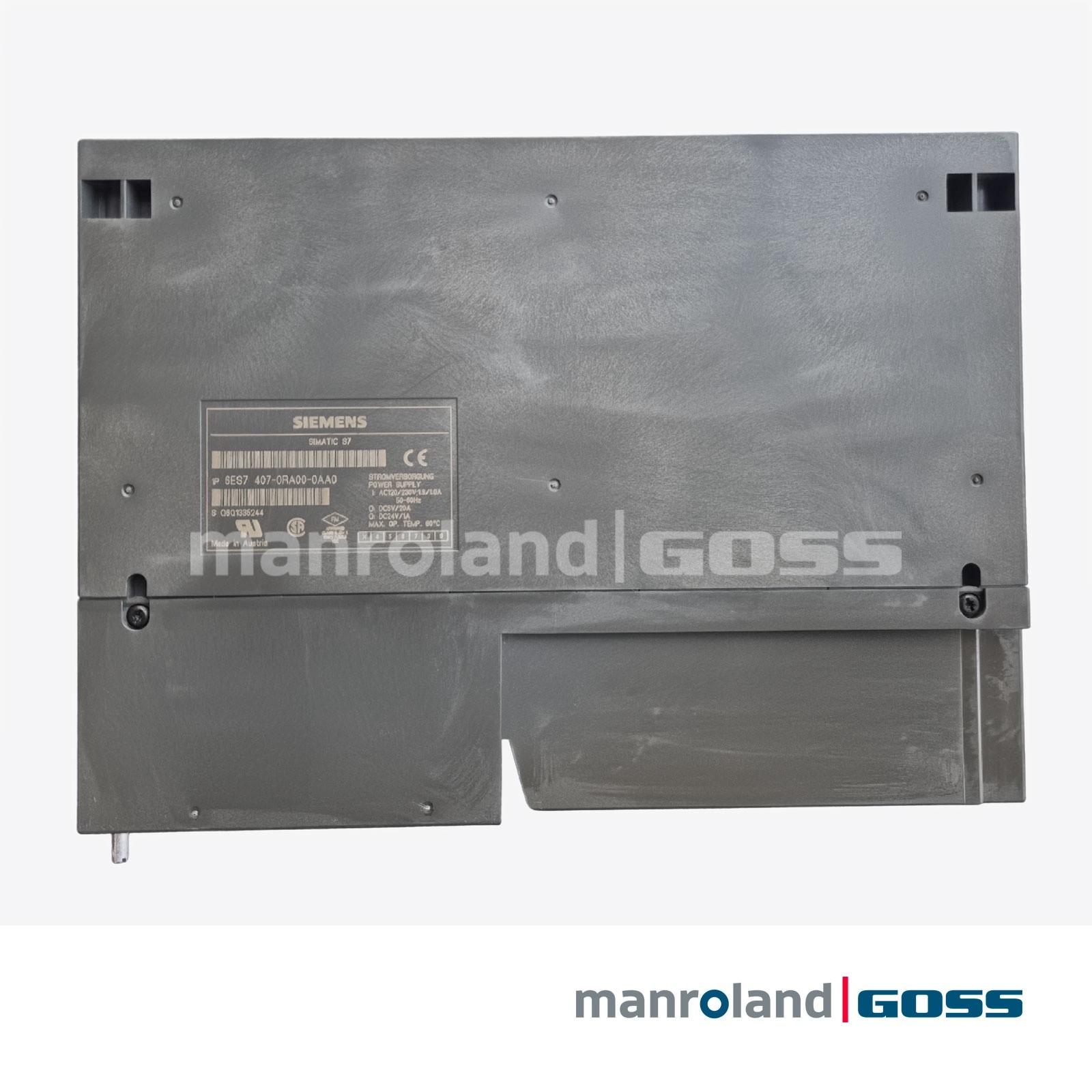 6ES7 407‑0RA00‑0AA0 PS407 S7‑400 Power Supply 5V DC 10A