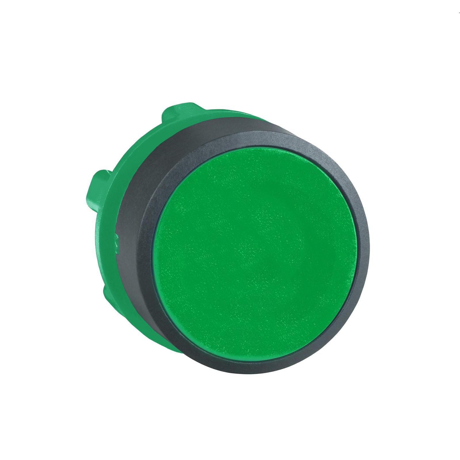 Head for non illuminated push button, Harmony XB5, plastic, flush, green, 22mm, spring return, unmarked